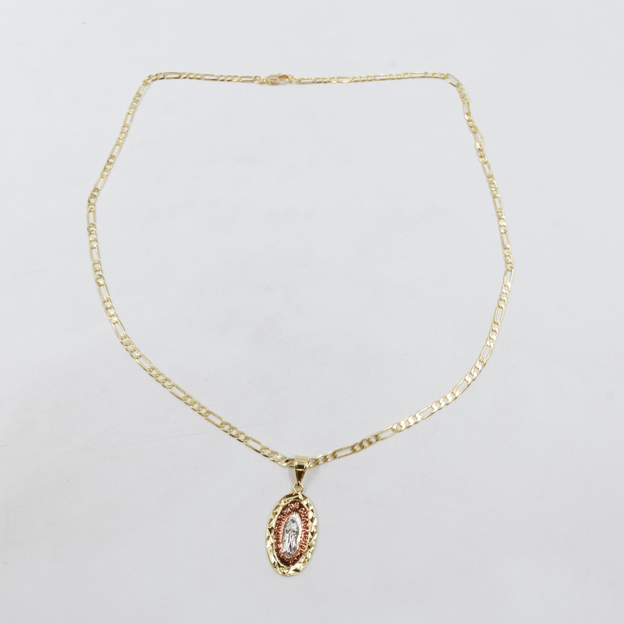 Collar con Dije Religioso Dorado M2 Oro Laminado