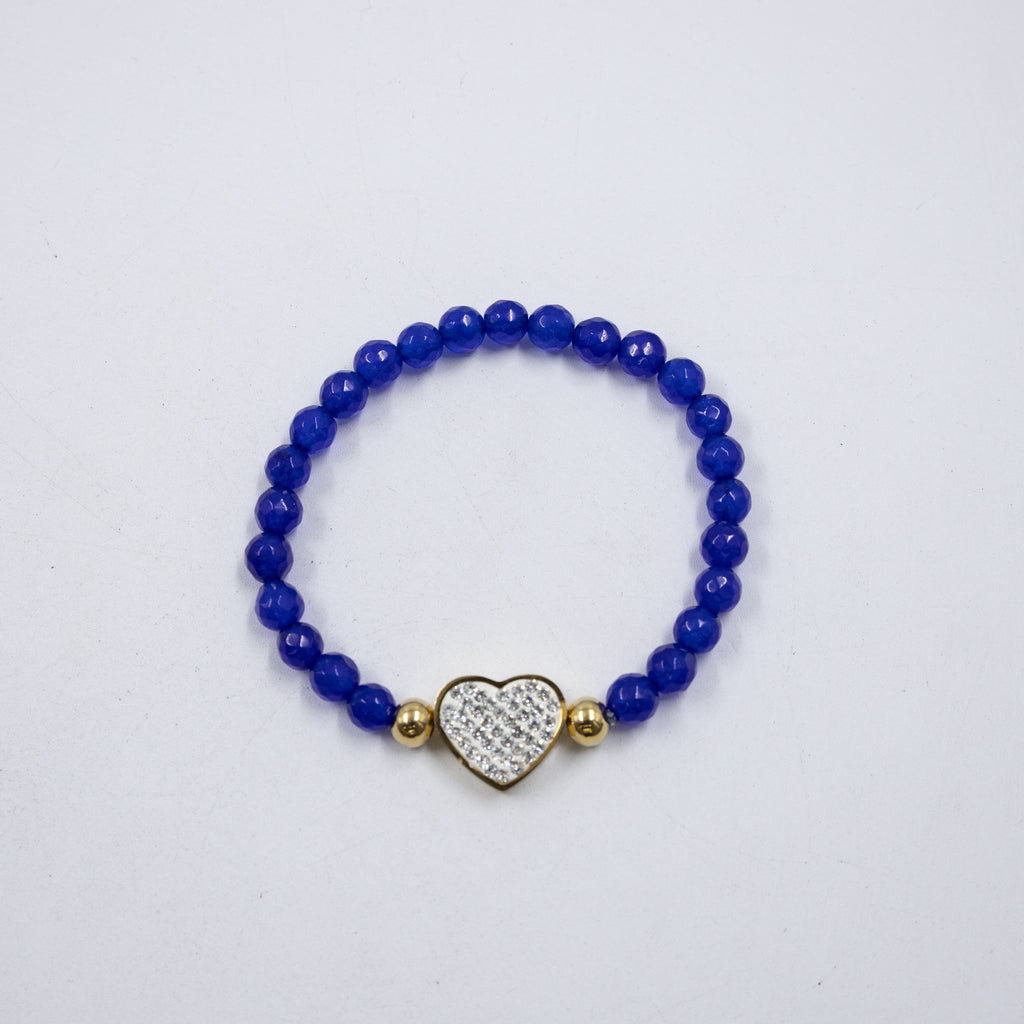 Pulseras De cuentas azules con Dije M1 Oro Laminado
