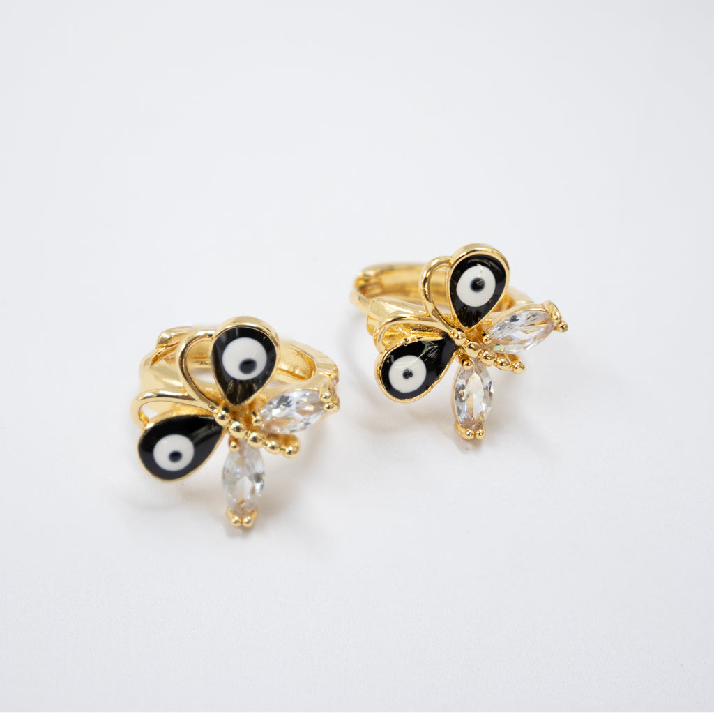 Arete Dorado de Ojo Turco con Piedras M5 Oro Laminado