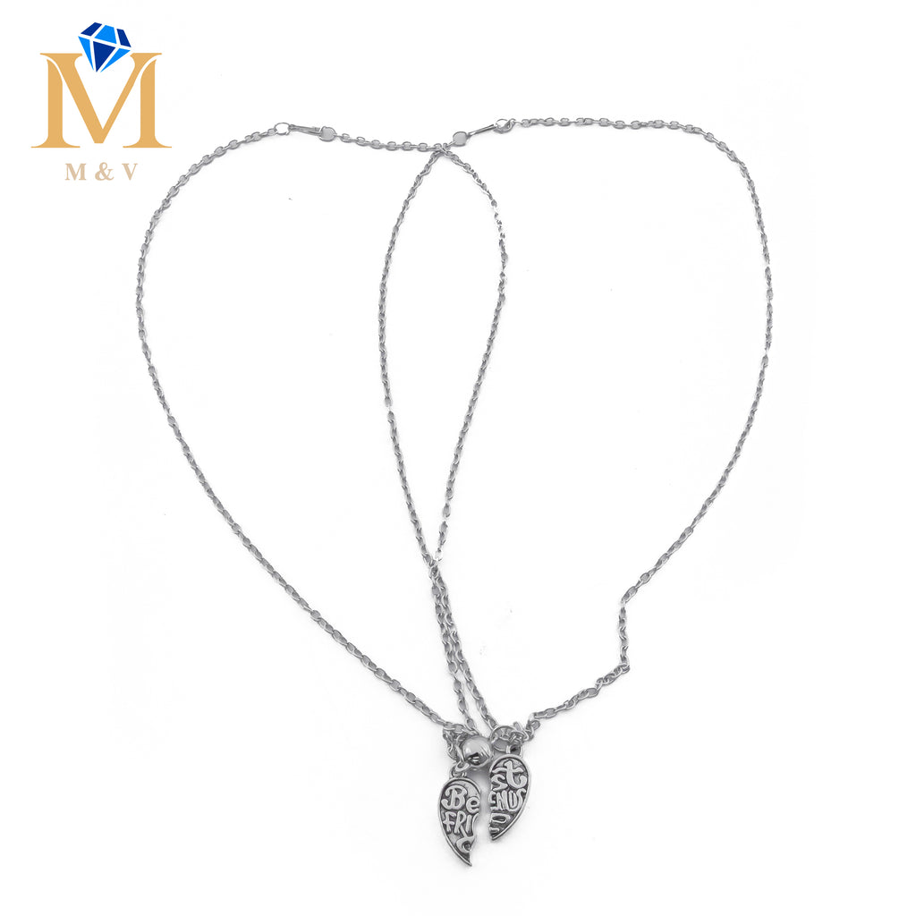 Collares de pareja Plateados con dijes de corazón e imán M1 Acero Inoxidable