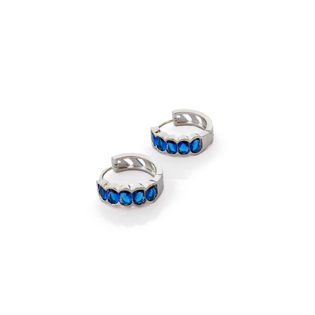 Aretes Plateados Huggies con Piedras Diferentes Colores M16 Oro Laminado