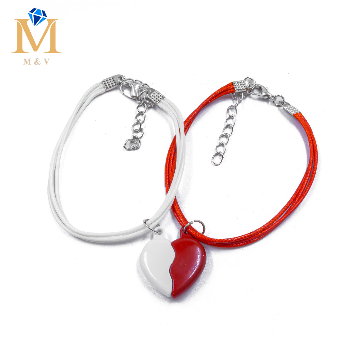 Pulseras de Corazón de Pareja con imán M3 Oro Laminado