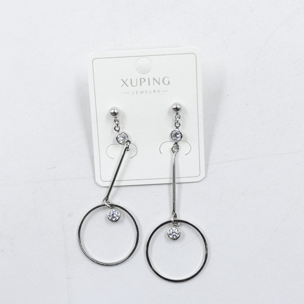 Aretes Plateados con Piedras Xuping M7 Oro Laminado