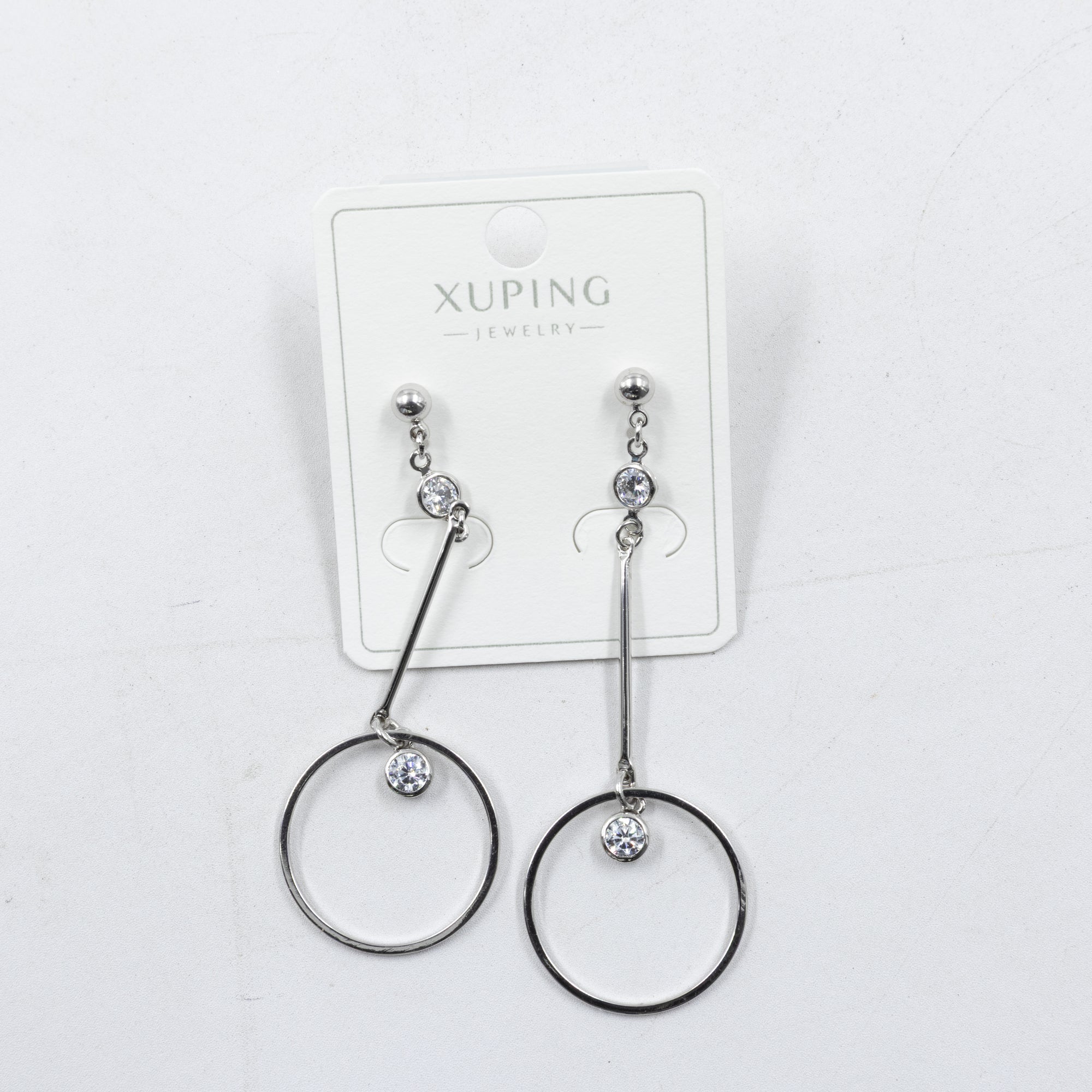 Aretes Plateados con Piedras Xuping M7 Oro Laminado