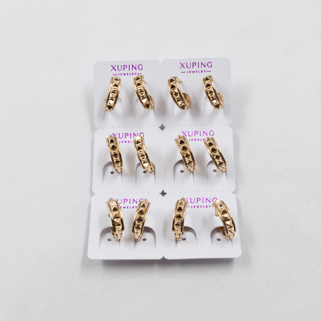 Paquete de 6 pares de Aretes Xuping Dorado M23 Oro Laminado