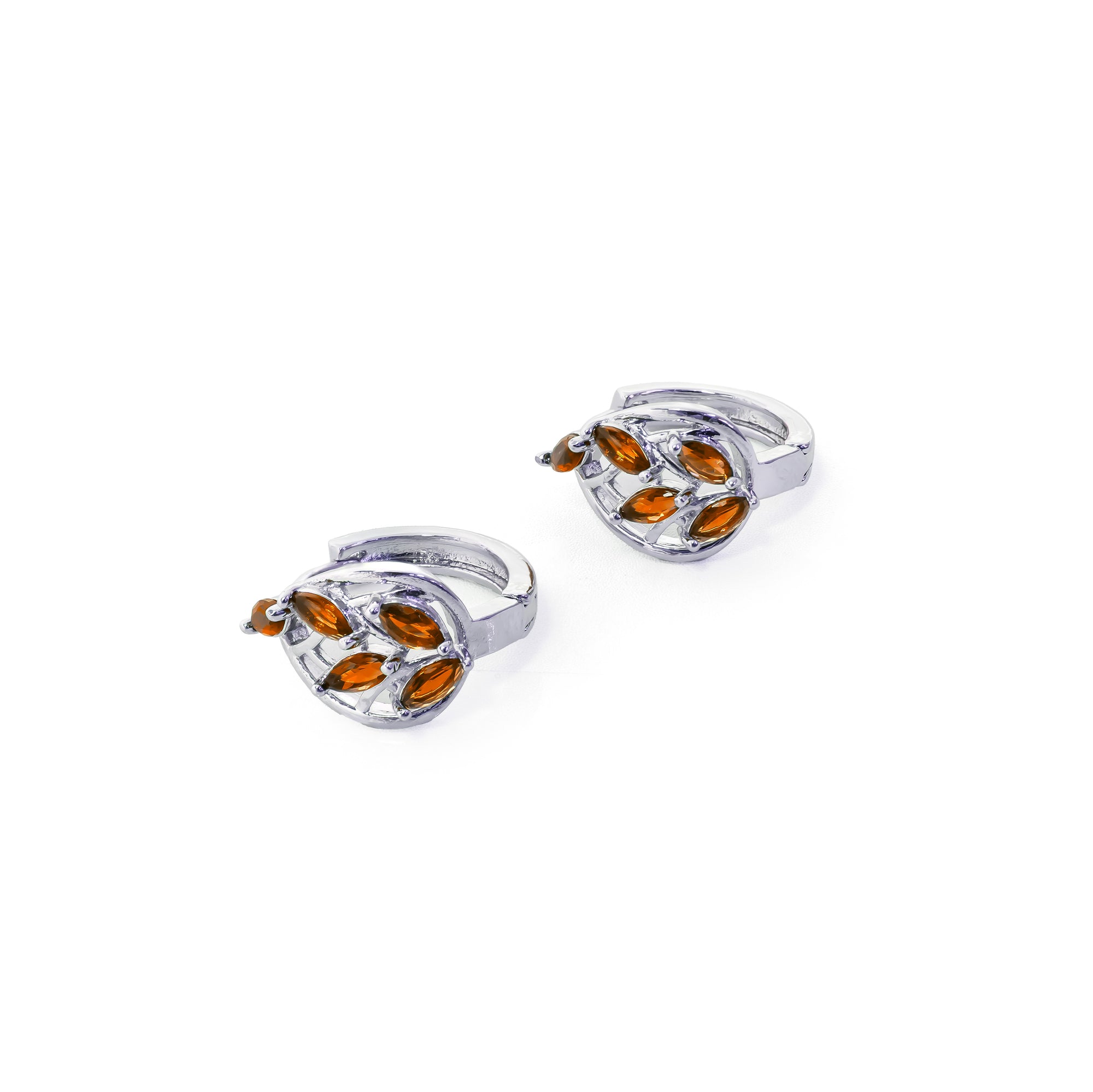 Aretes Plateados Huggies con Piedras Diferentes Colores M18 Oro Laminado