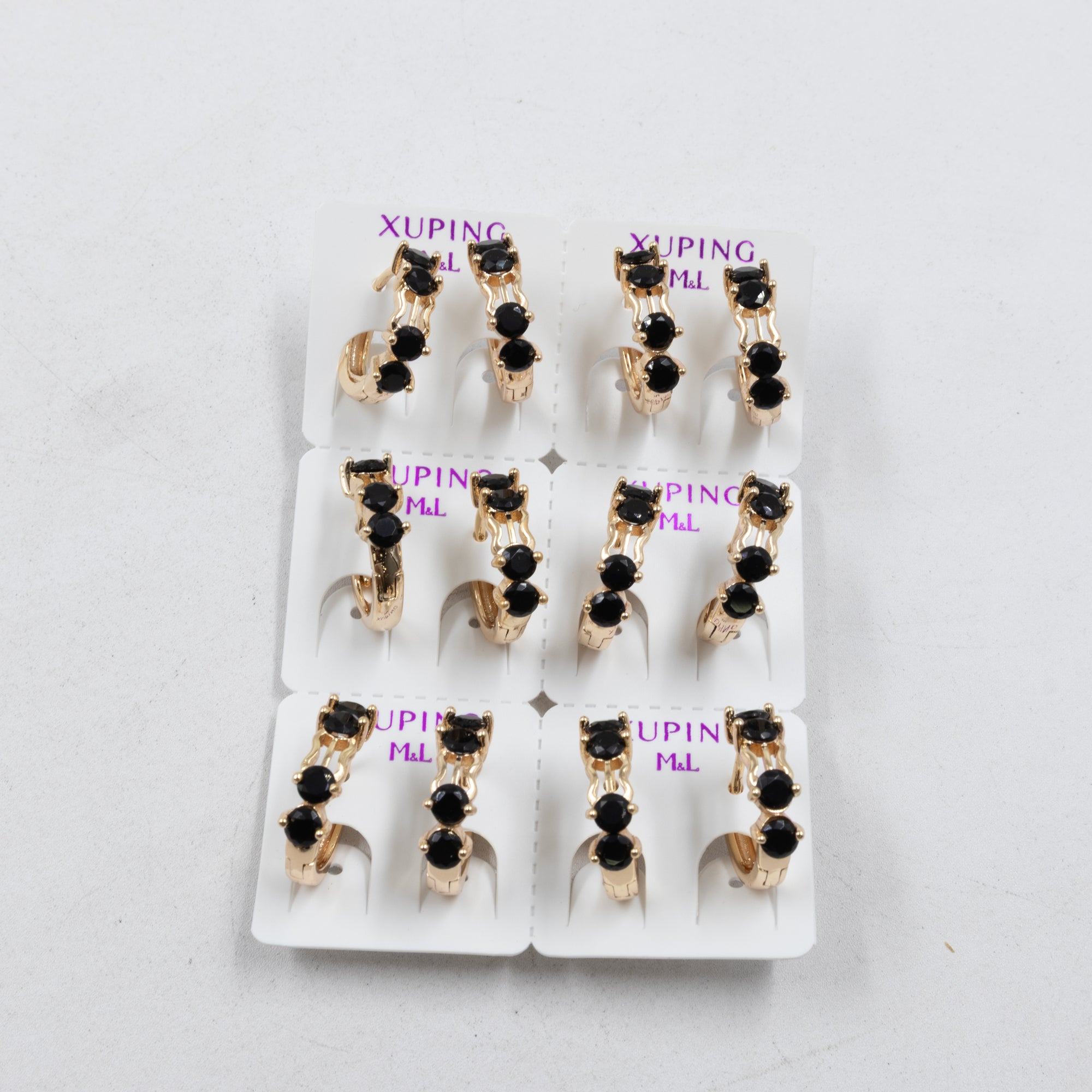 Paquete de 6 pares de Aretes Xuping Dorado M8 Oro Laminado
