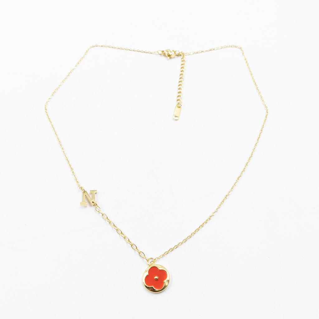 Collares Dorados con dijes de letra N,P,R y dije de Trebol M5 Oro Laminado