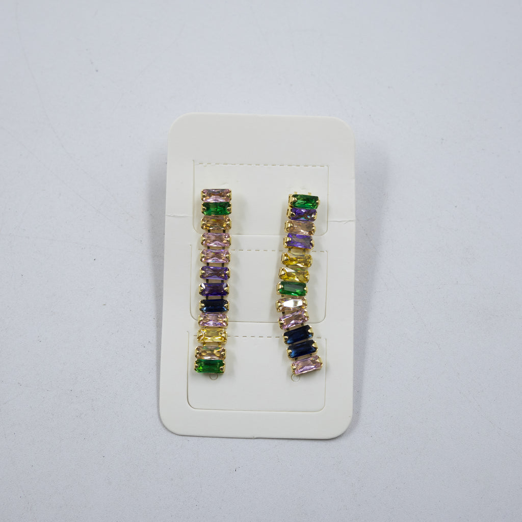 Aretes Largos Dorados con piedras M1 Oro Laminado