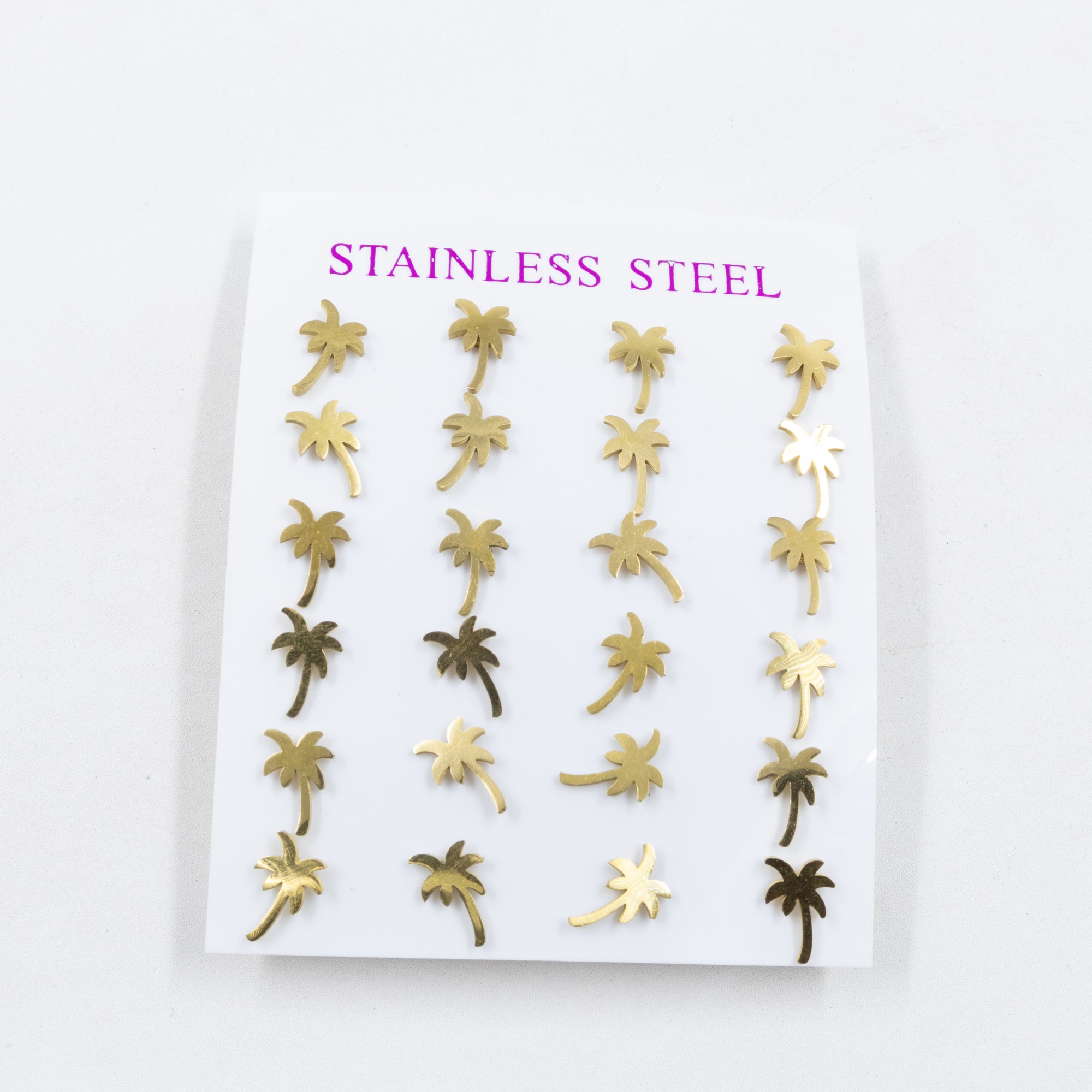 Paquete de 12 Pares de Aretes Dorados M9 Acero Inoxidable