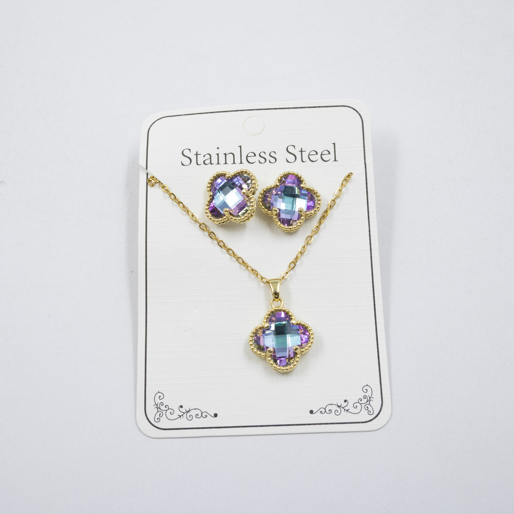 Conjunto Dorado de Trebol M2 Oro Laminado