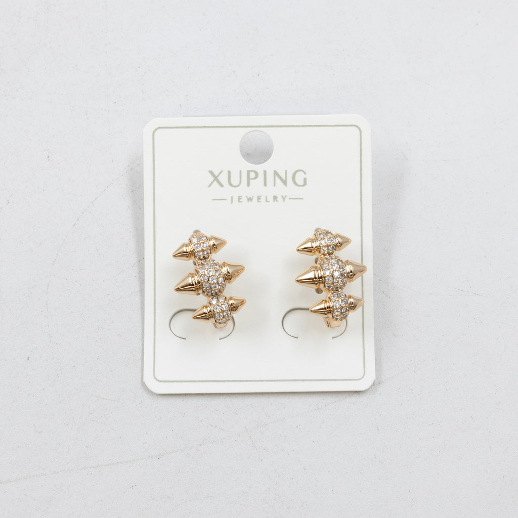 Aretes Dorados con Piedras Xuping M2 Oro Laminado