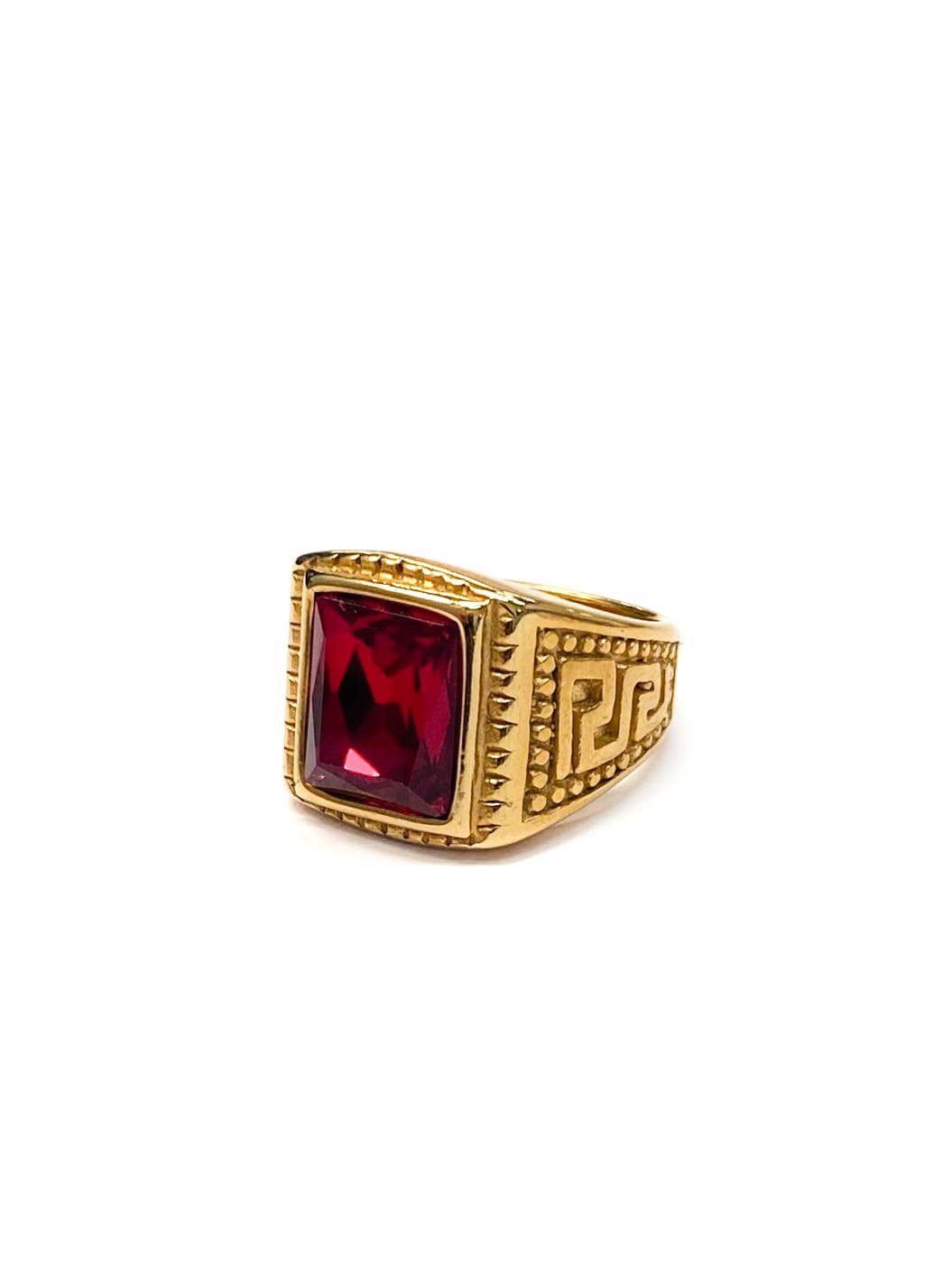Anillo Piedra Dorado y Plateado M6 Acero Inoxidable