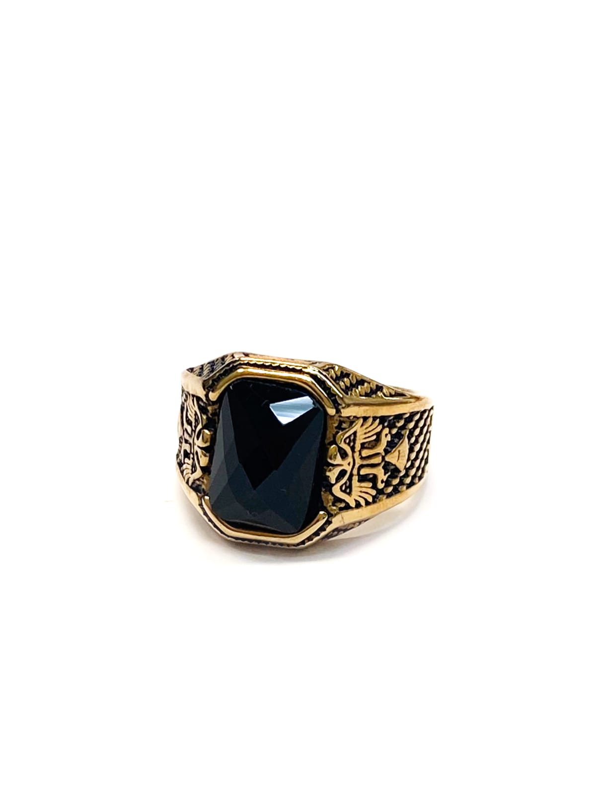 Anillo Piedra Dorado y Plateado M6 Acero Inoxidable