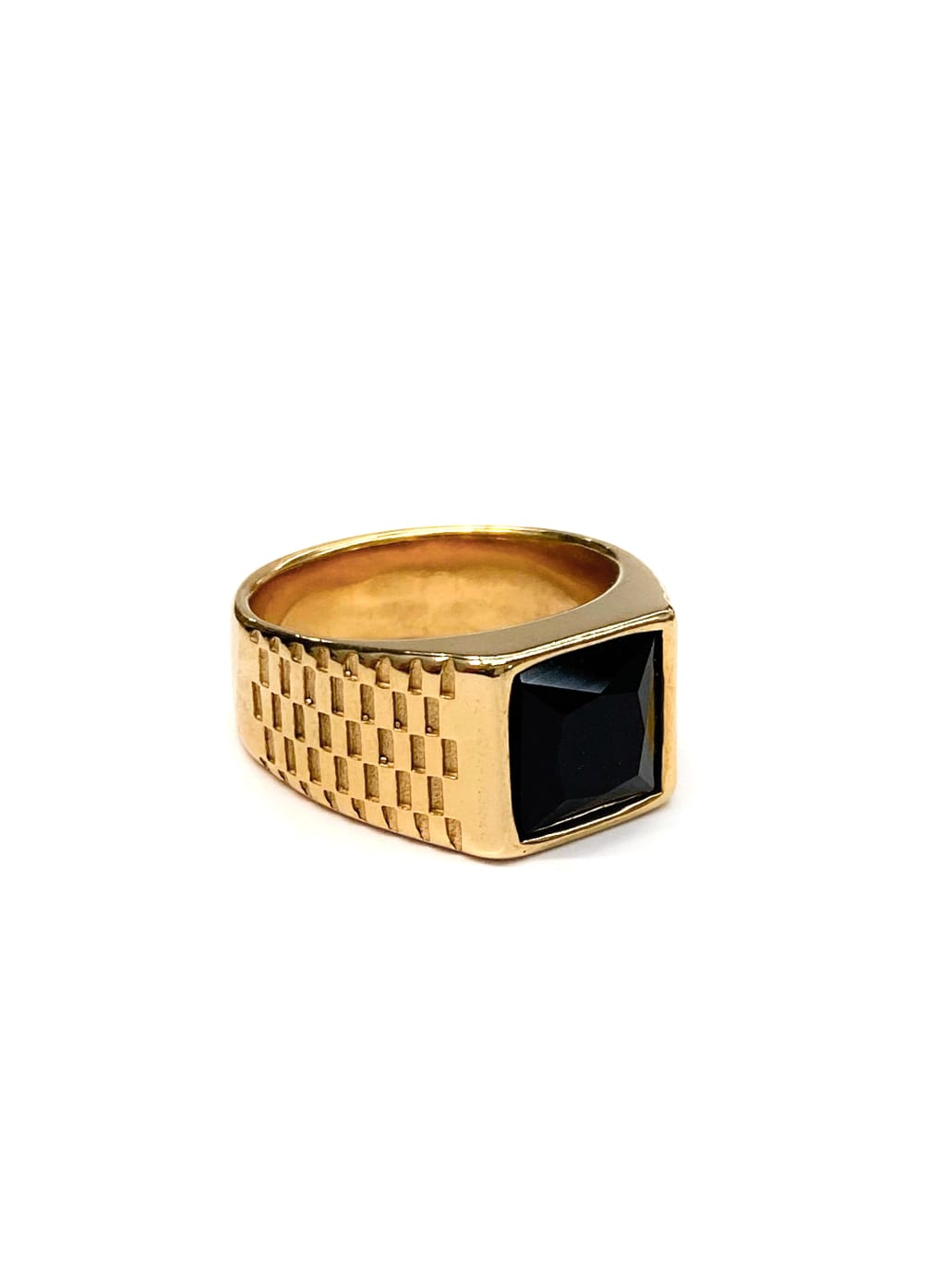 Anillo Piedra Dorado y Plateado M6 Acero Inoxidable