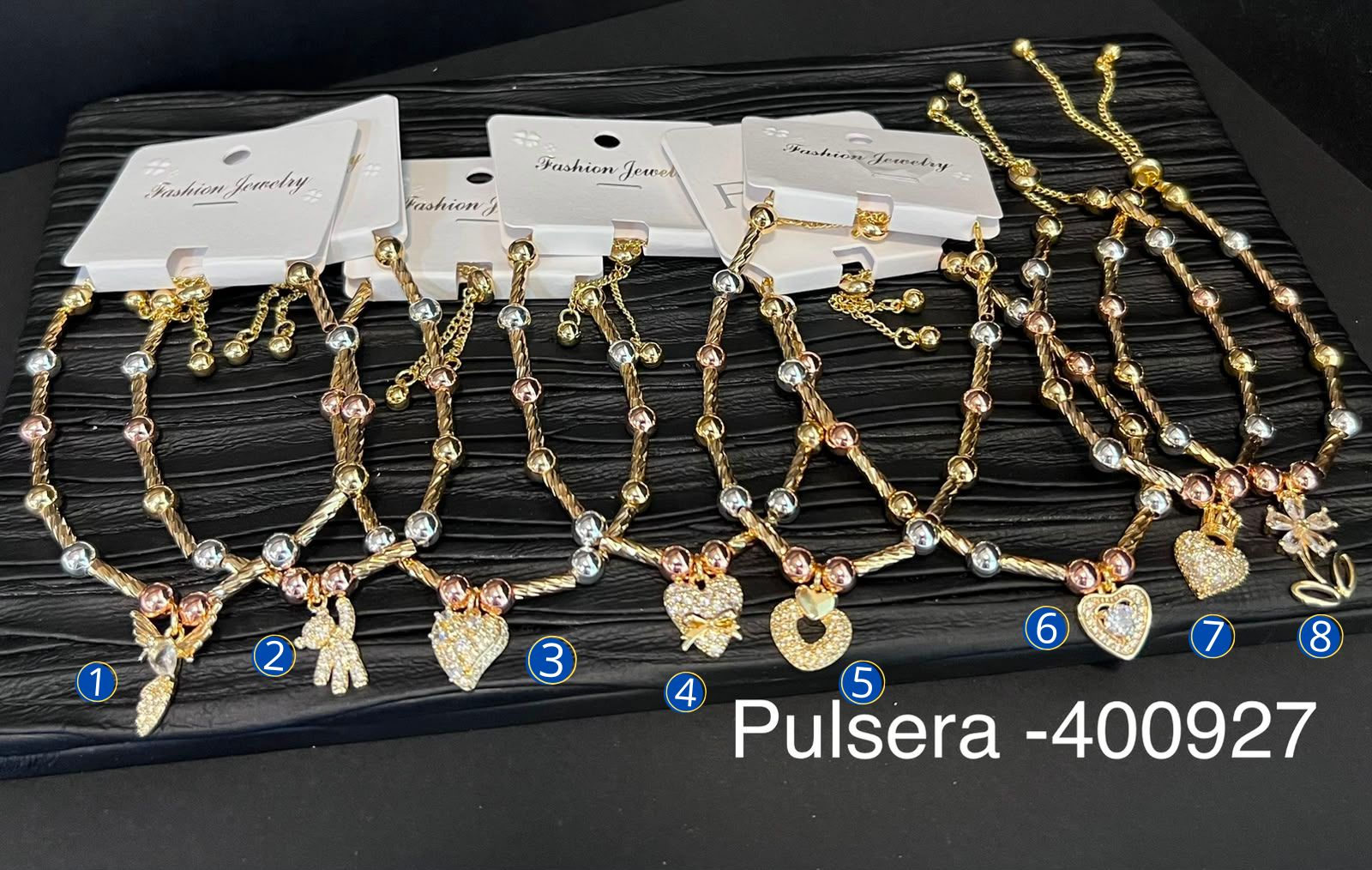 [13/AGOSTO/26] Pulseras de tres colores con Dije Ajustable M1 Oro Laminado