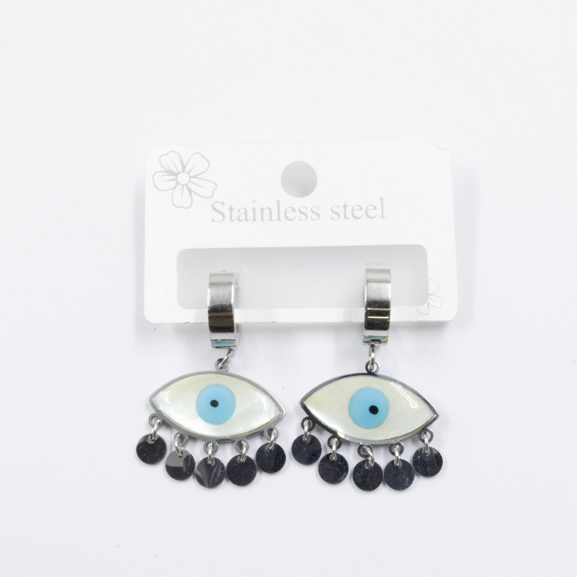 Aretes Plateados de Ojo Turco M6 Oro Laminado