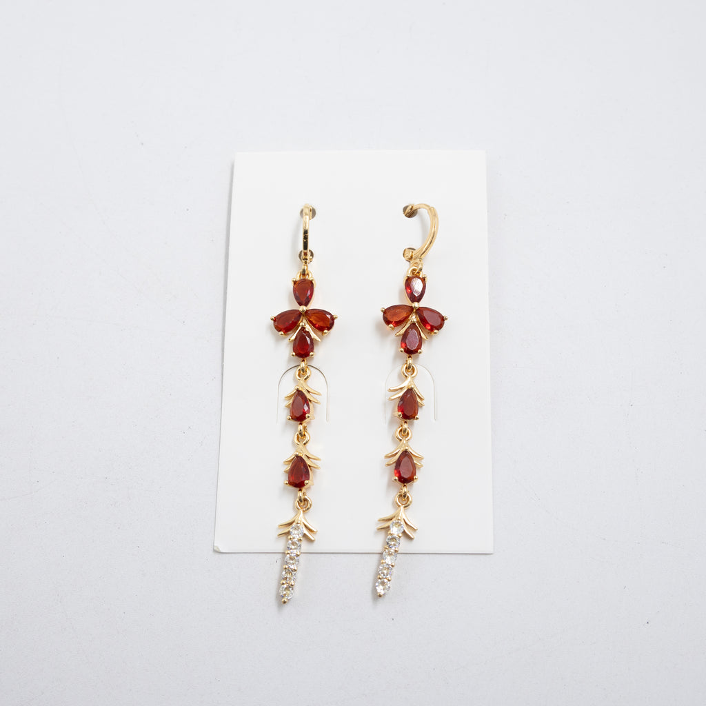Aretes Largos Dorados con piedras M5 Oro Laminado