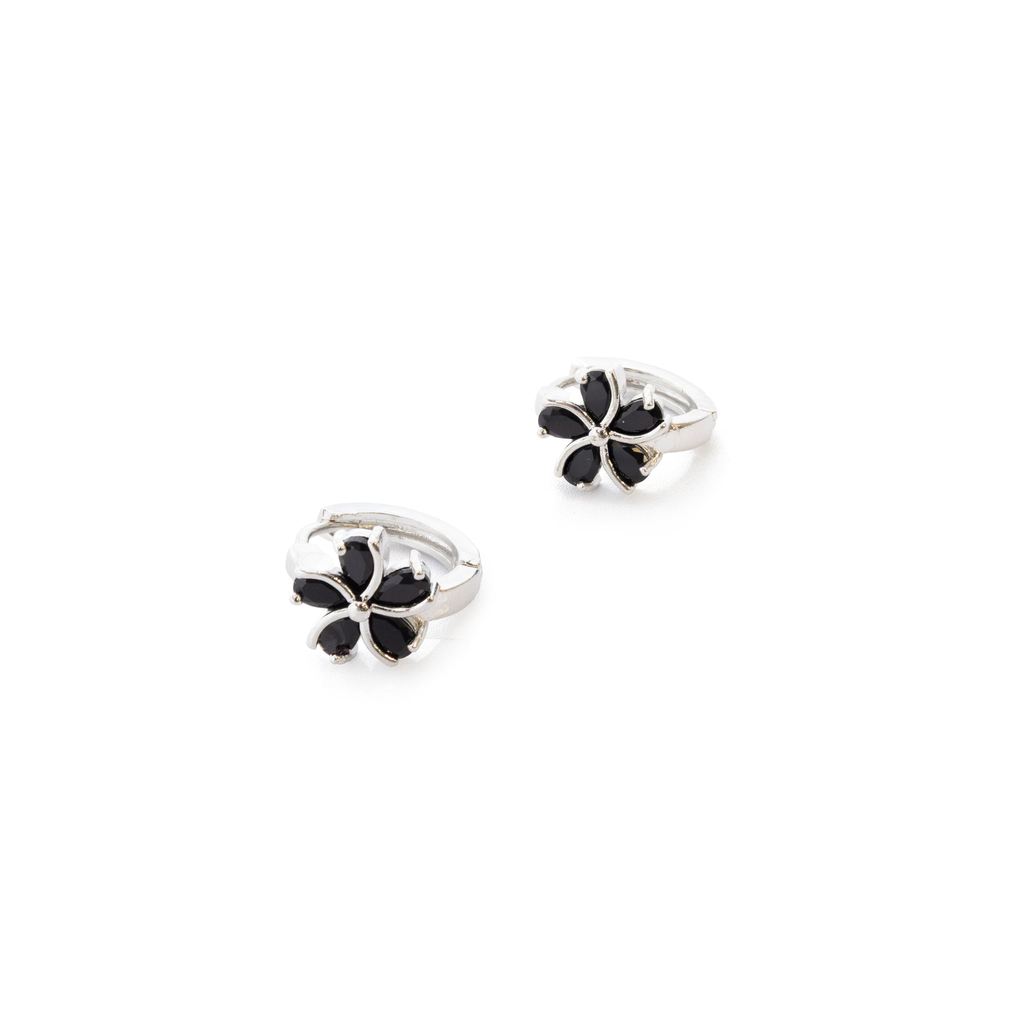 Aretes Plateados Huggies con Piedras Diferentes Colores M10 Oro Laminado