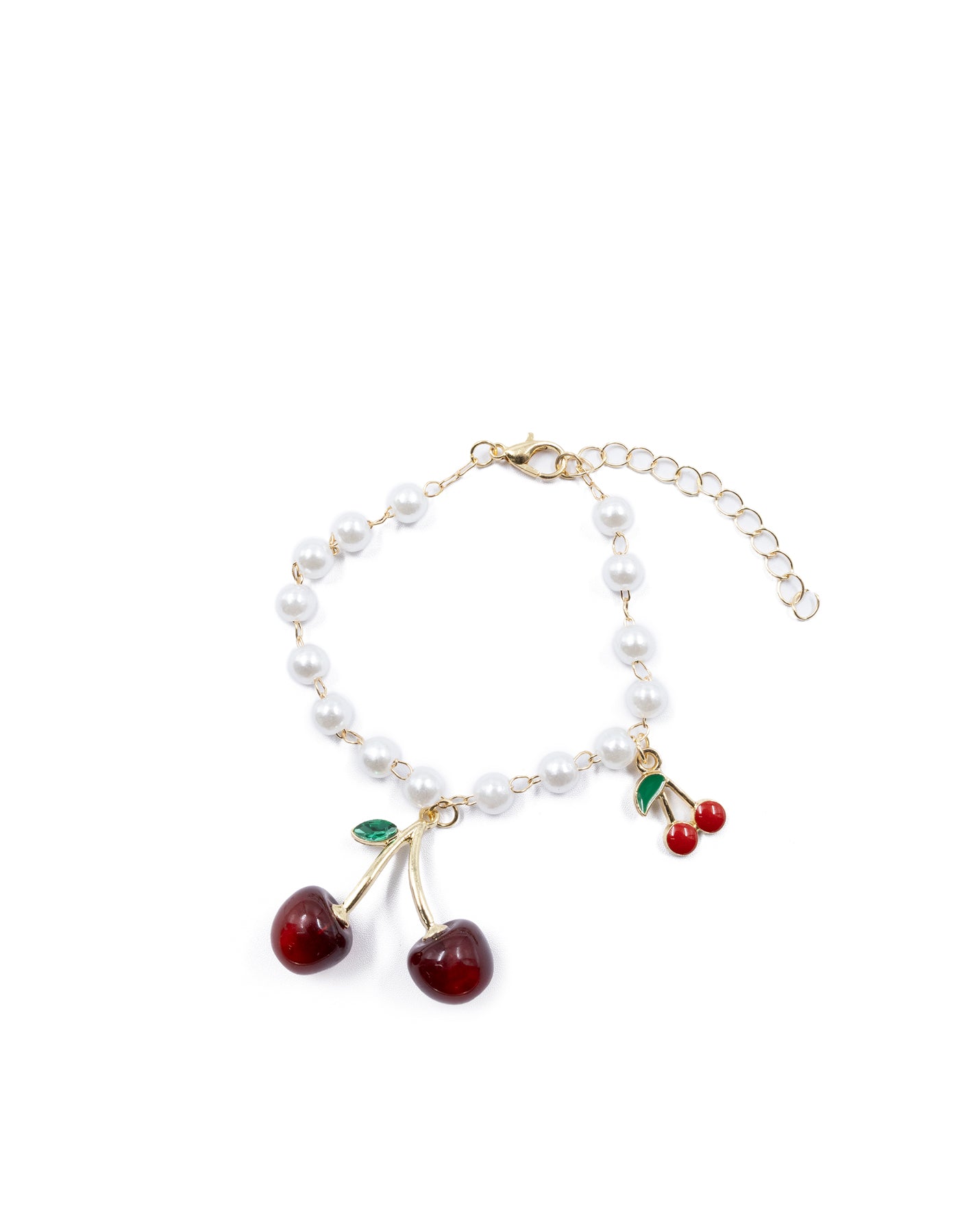 PULSERA DE PERLAS CON DIJE DE FRUTAS - M2 ORO LAMINADO