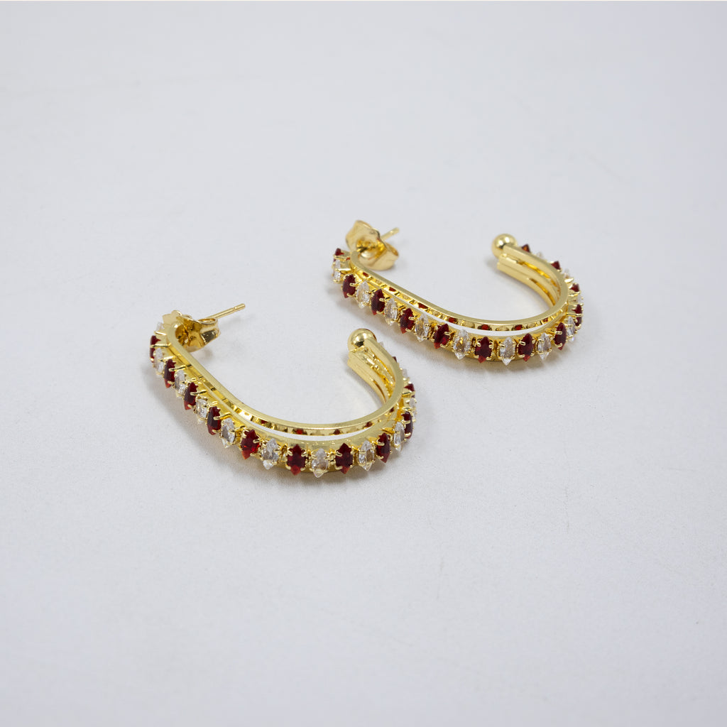 Aretes Dorados con piedras de color M9 Oro Laminado