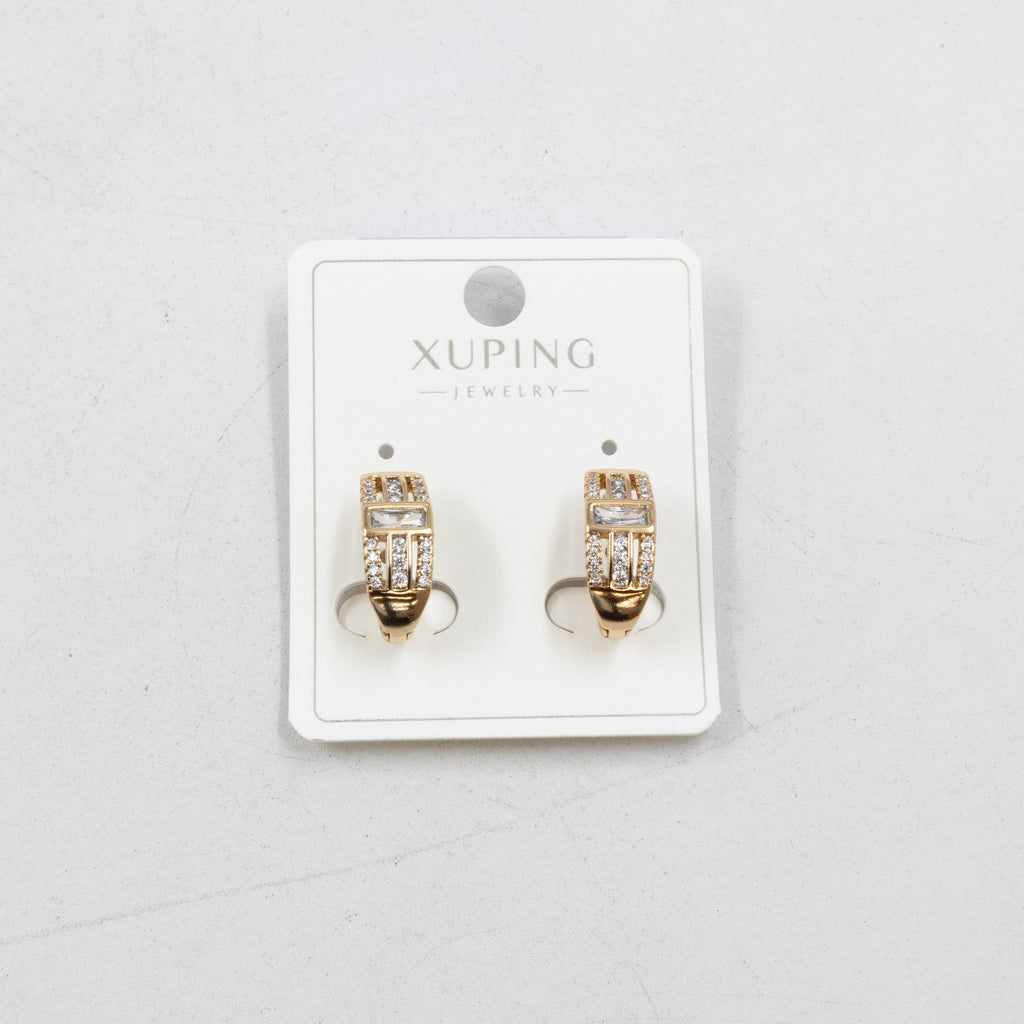 Aretes Dorados con Piedras Xuping M1 Oro Laminado