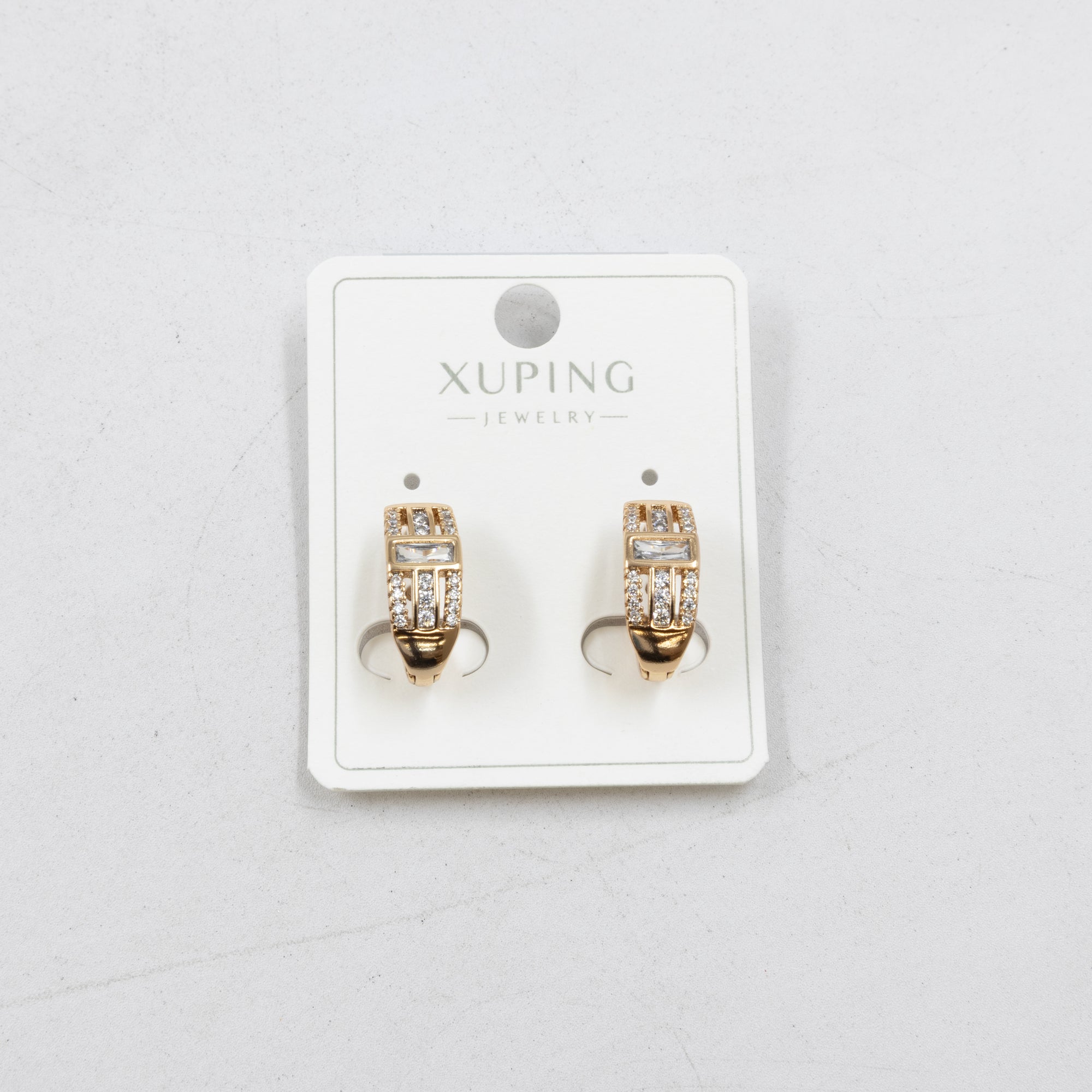 Aretes Dorados con Piedras Xuping M1 Oro Laminado