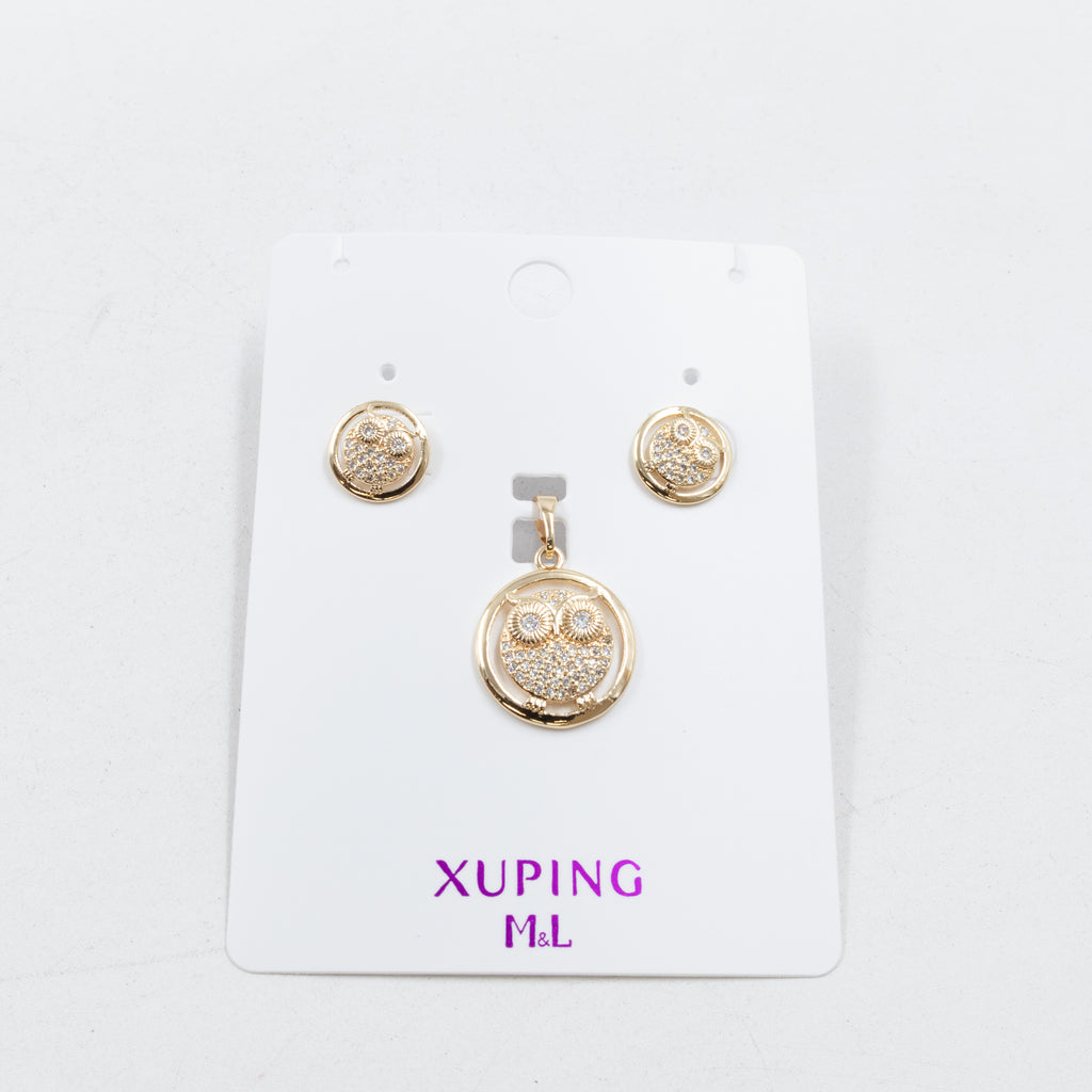 Conjunto de de Aretes y Dije M1 Oro Laminado