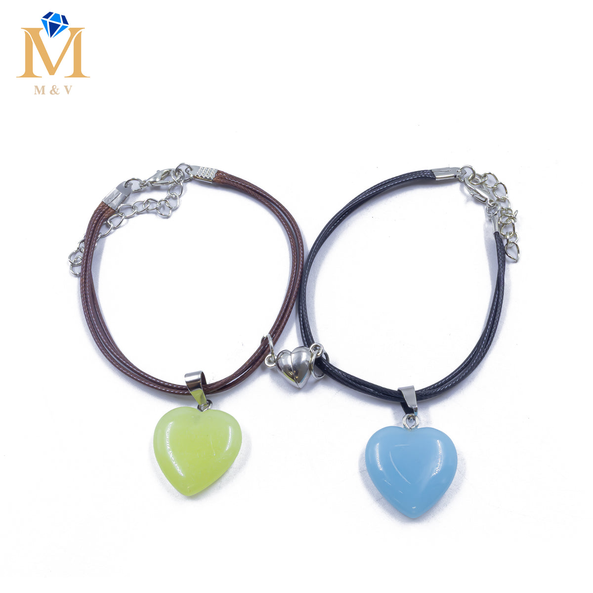 Pulseras de Corazón de Pareja M10 Oro Laminado