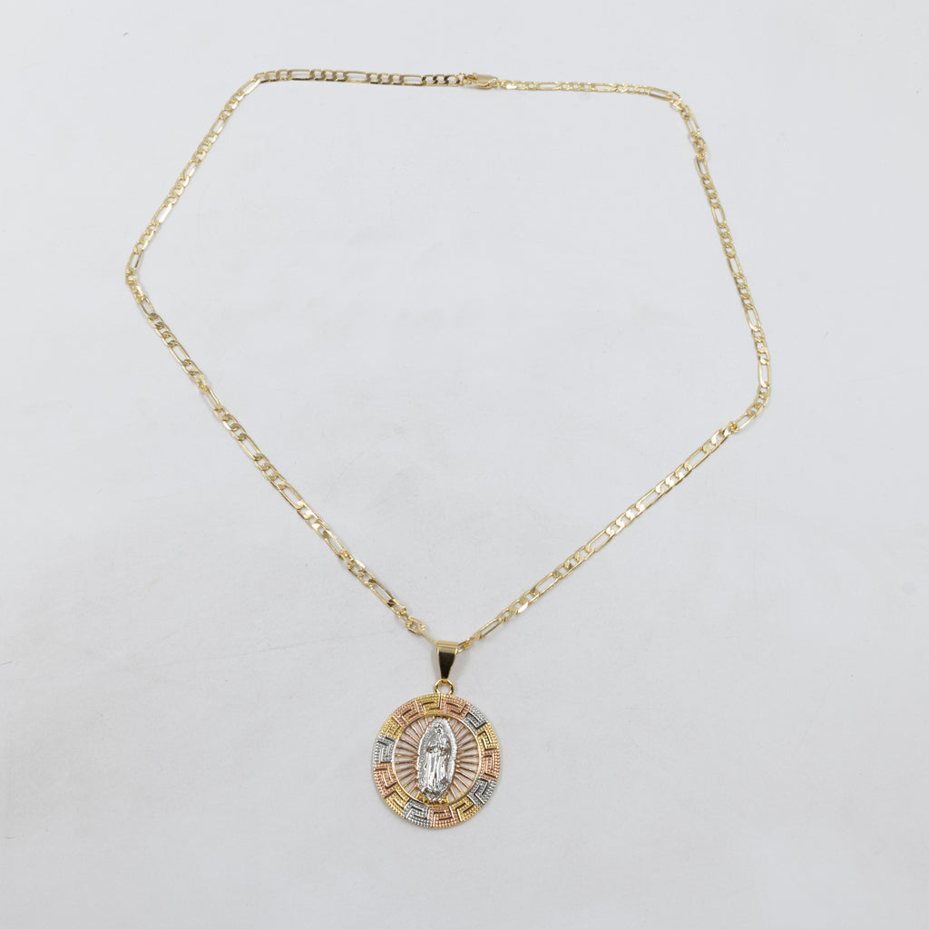 Collar con Dije Religioso Dorado M2 Oro Laminado