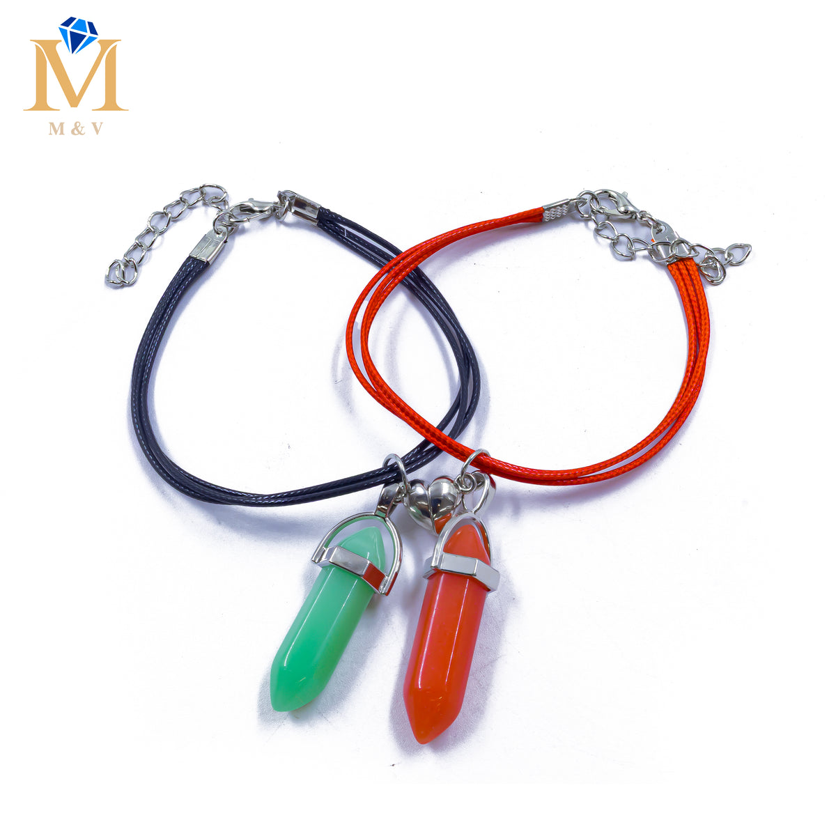Pulseras con dijes de Piedras de Pareja M11 Oro Laminado