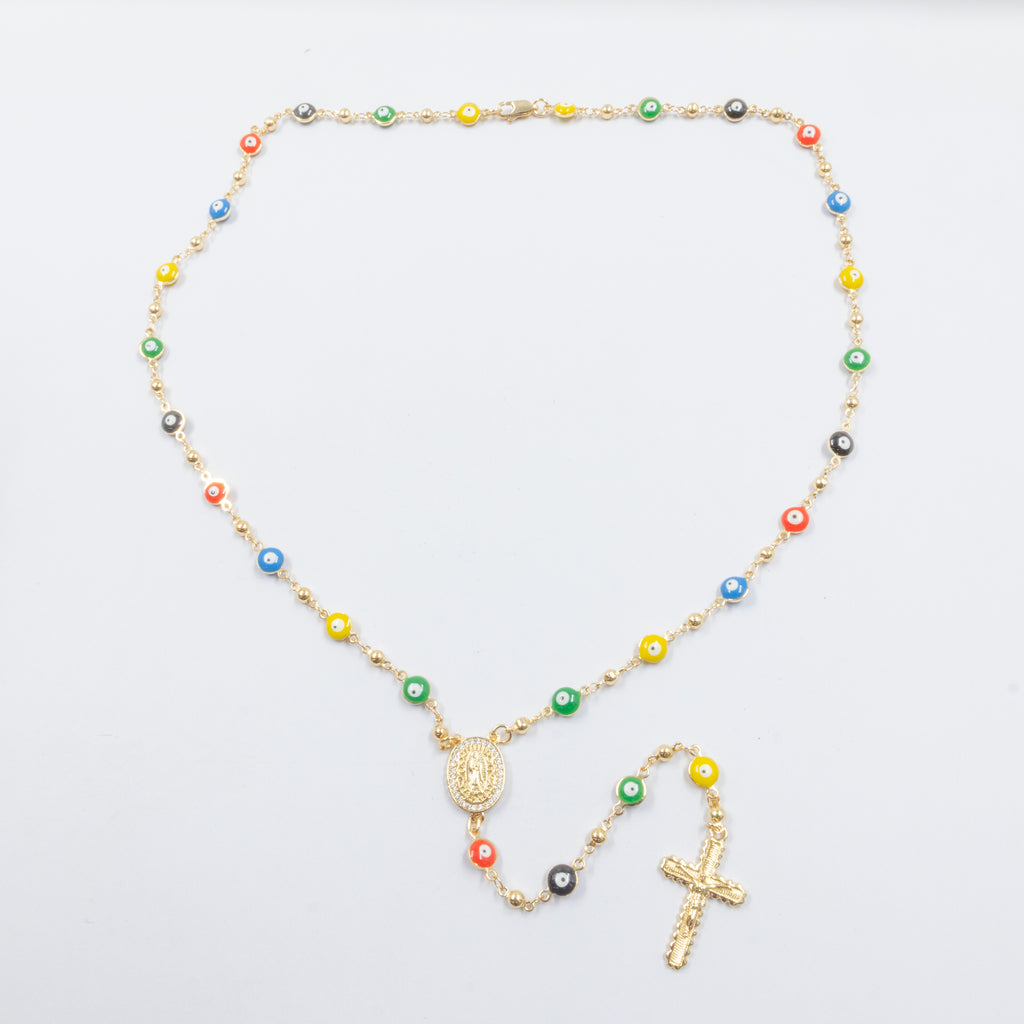 Rosario Dorado de Ojo Turco M2 Oro Laminado