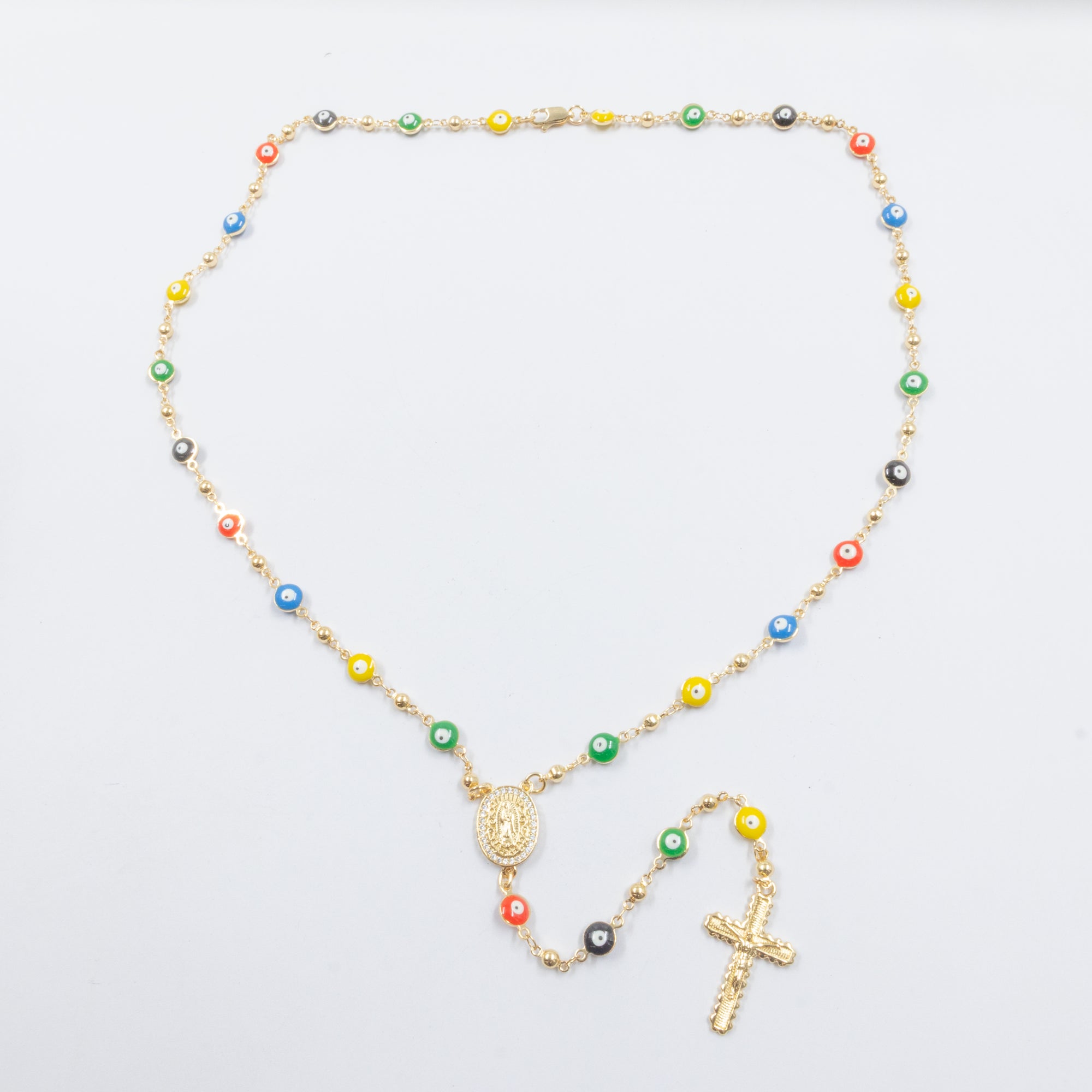 Rosario Dorado de Ojo Turco M2 Oro Laminado