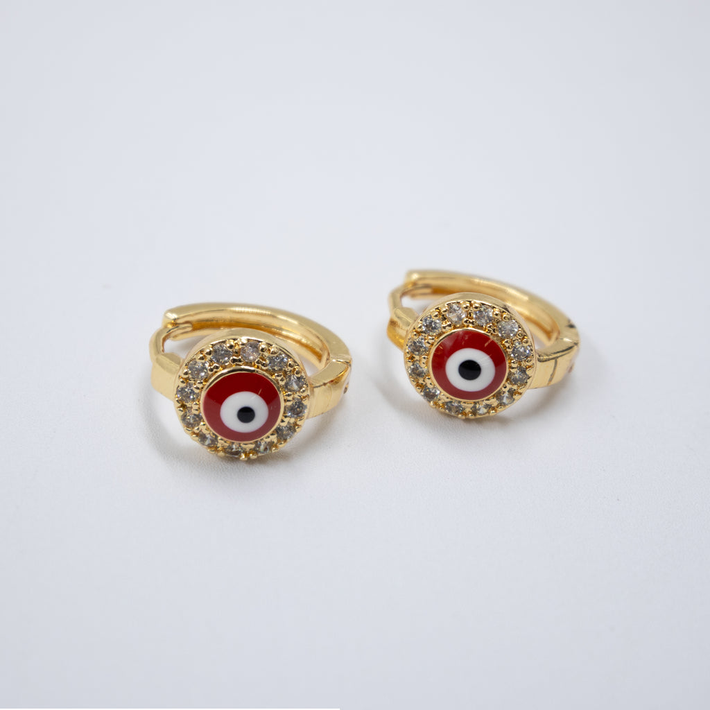 Arete Dorado de Ojo Turco con Piedras M2 Oro Laminado