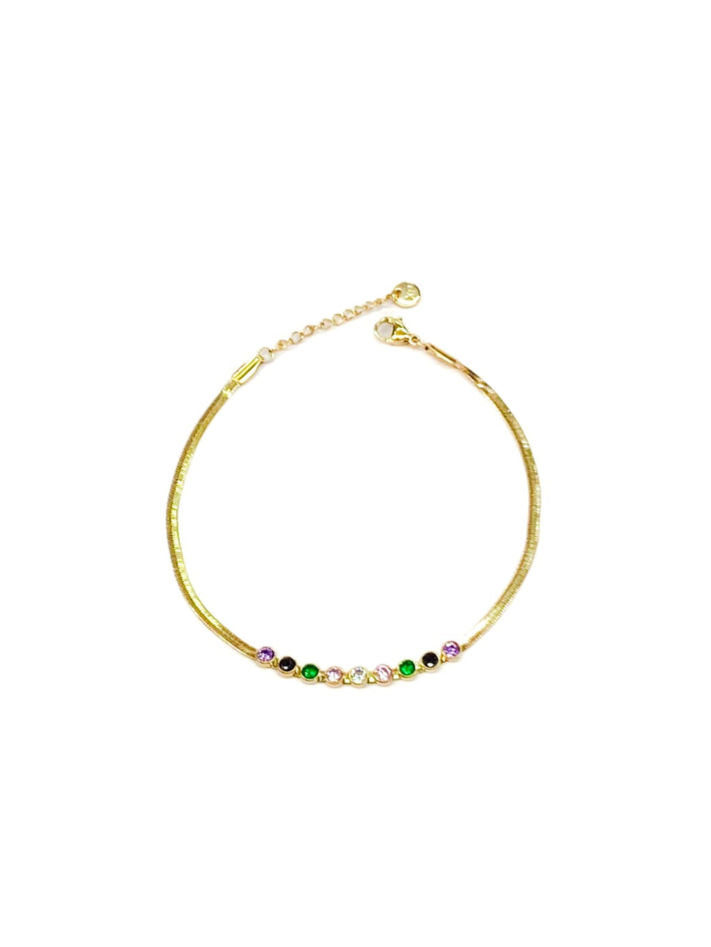 Pulsera Plateada con Piedras - 4 Oro Laminado