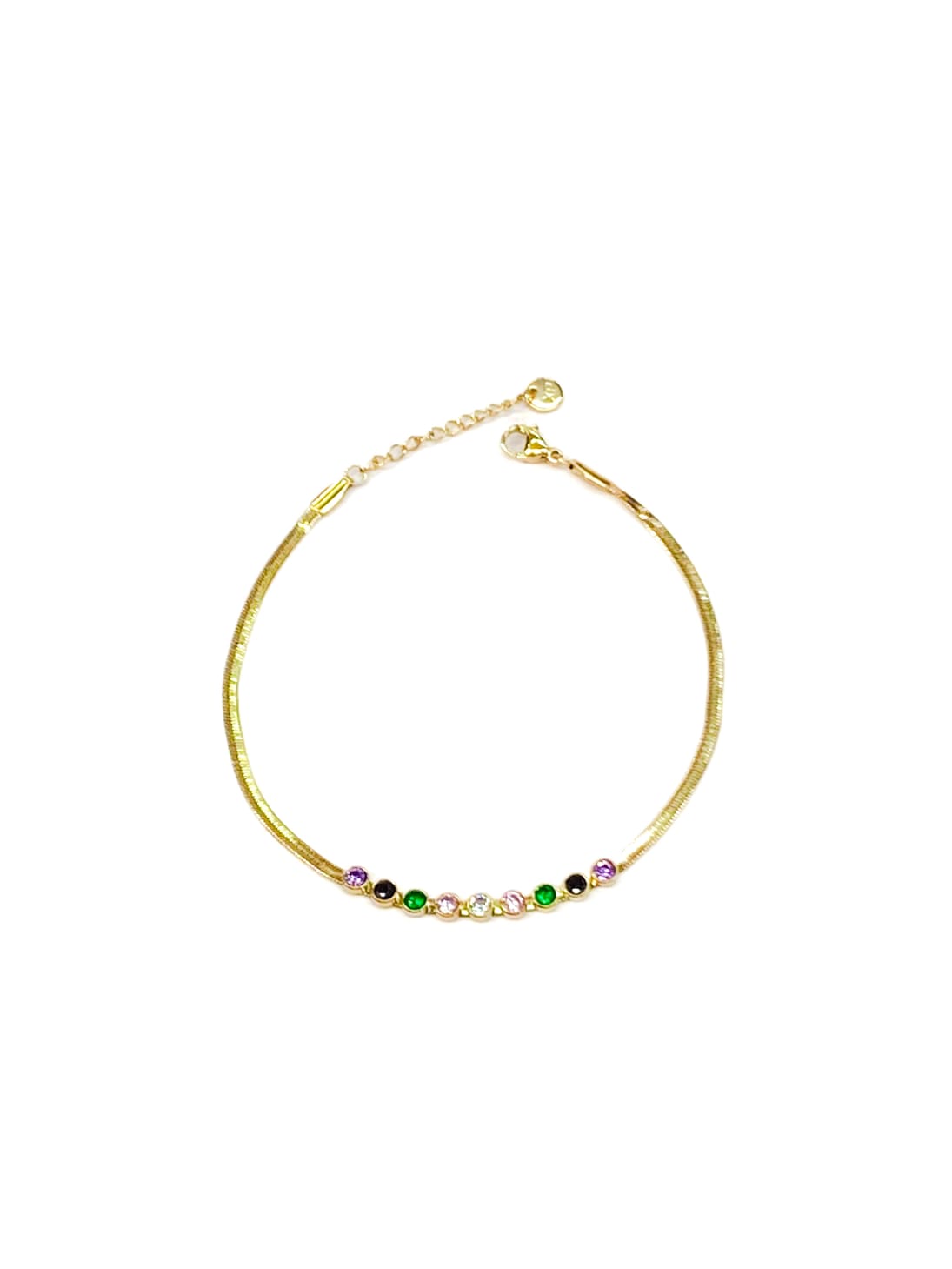 Pulsera Plateada con Piedras - 4 Oro Laminado