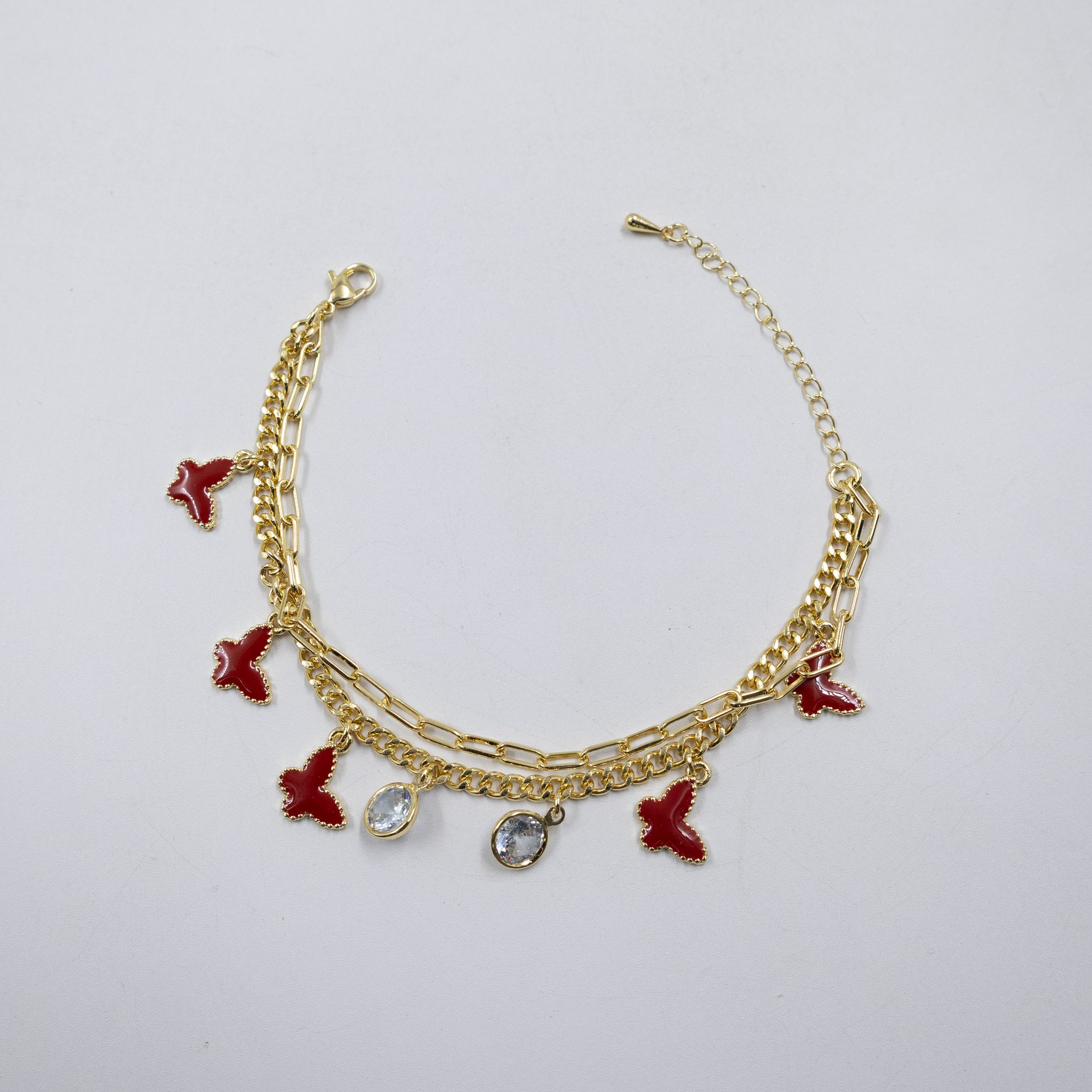 Pulseras Doradas de Mariposa y Trébol M1 Oro Laminado