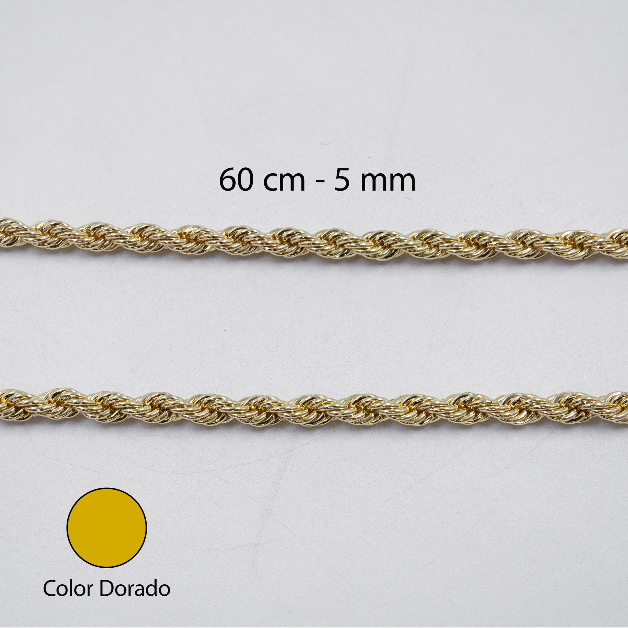 Cadenas Doradas Torsal de 60 cm M7 Oro Laminado