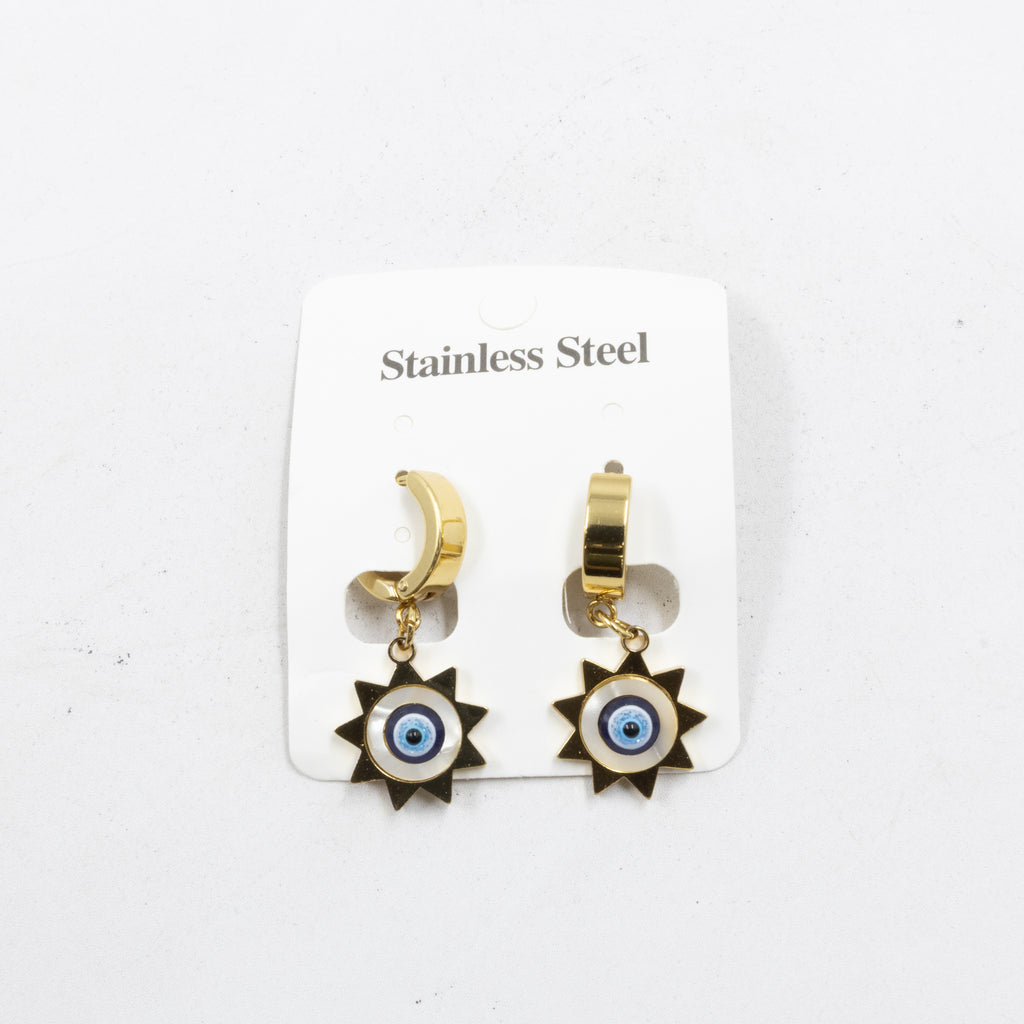 Aretes Dorados de Ojo Turco M5 Oro Laminado
