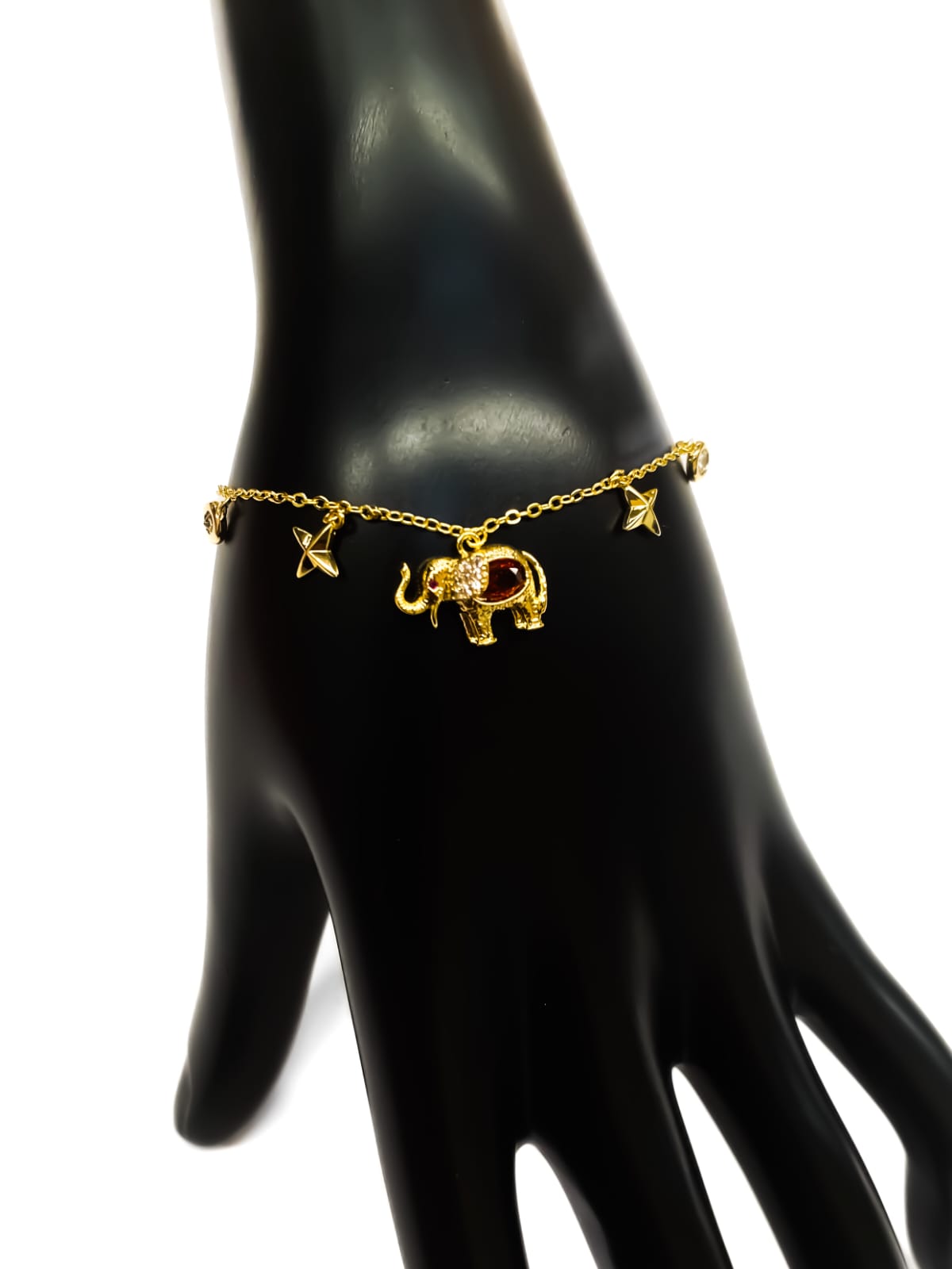 Pulsera de piedras con dije - M1 Oro Laminado