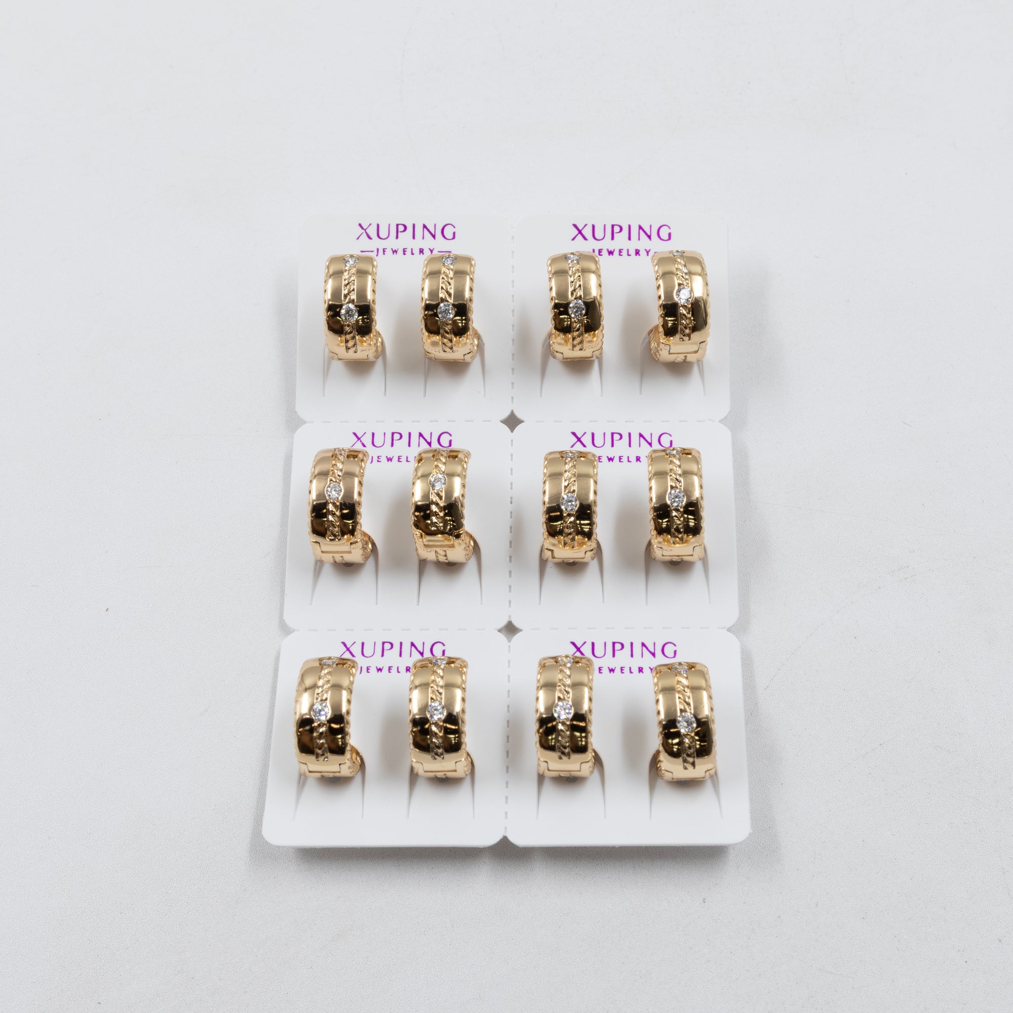 Paquete de 6 pares de Aretes Xuping Dorado M19 Oro Laminado