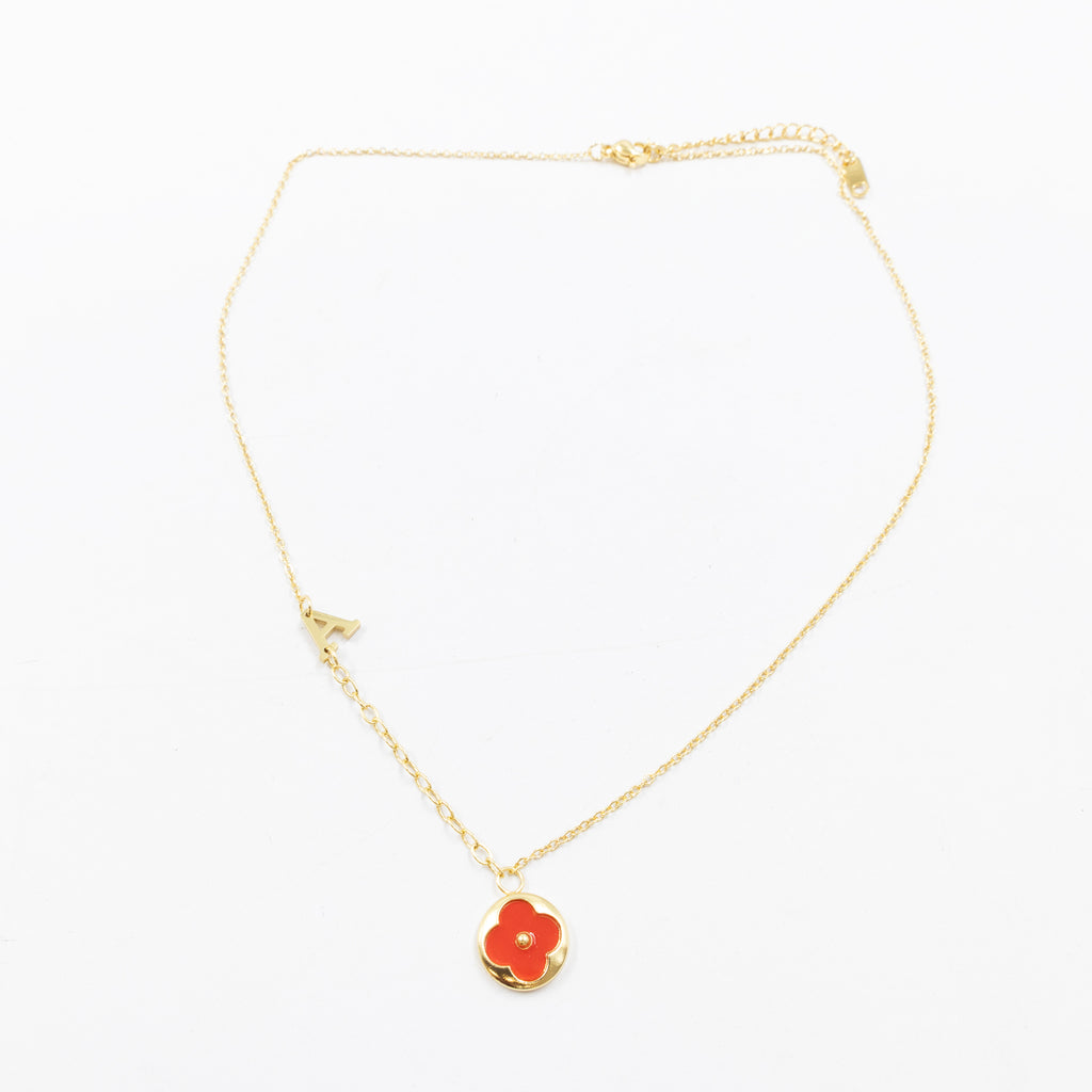 Collares Dorados con dijes de letra A,B,C y dije de Trebol M1 Oro Laminado