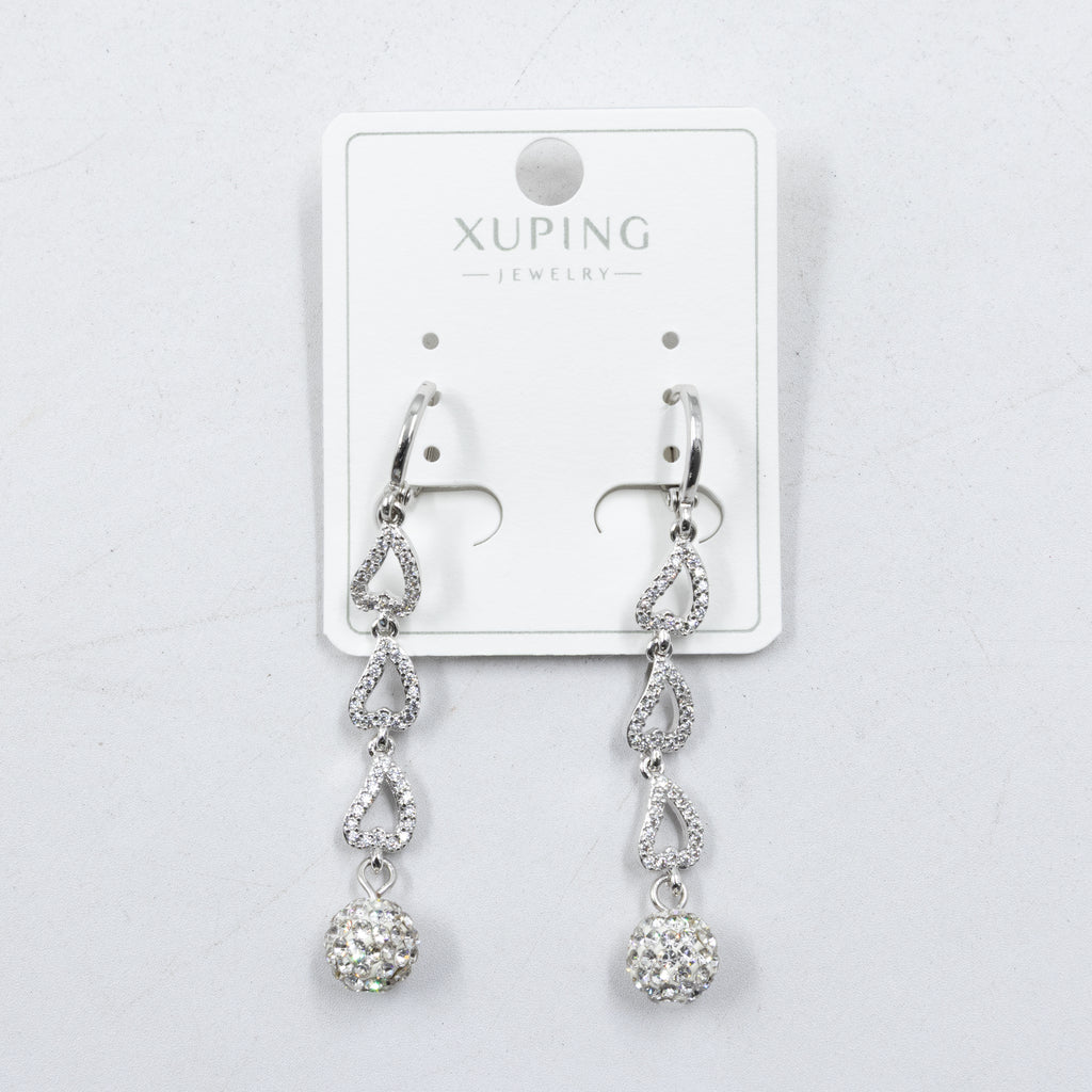 Aretes Plateados con Piedras Xuping M8 Oro Laminado