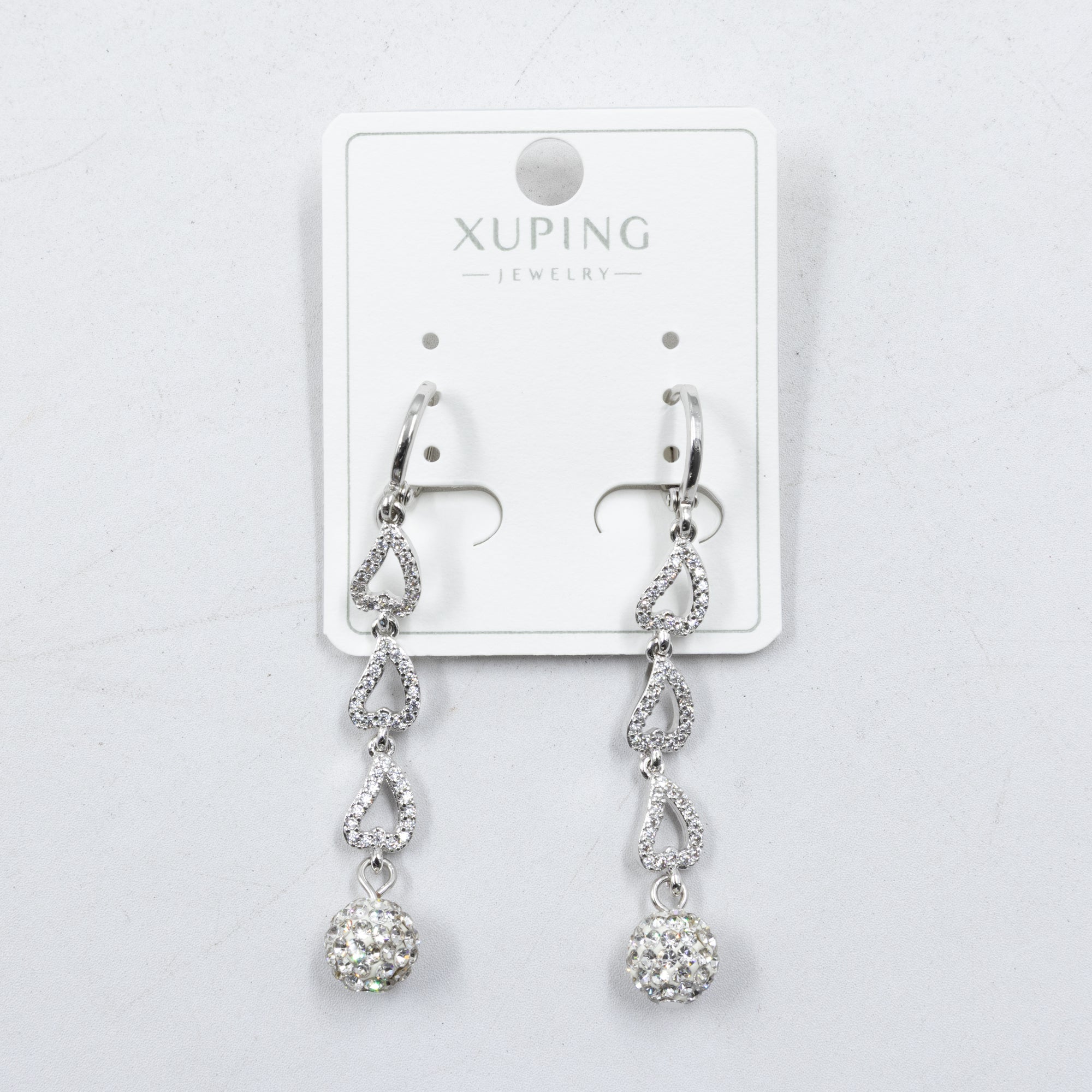 Aretes Plateados con Piedras Xuping M8 Oro Laminado
