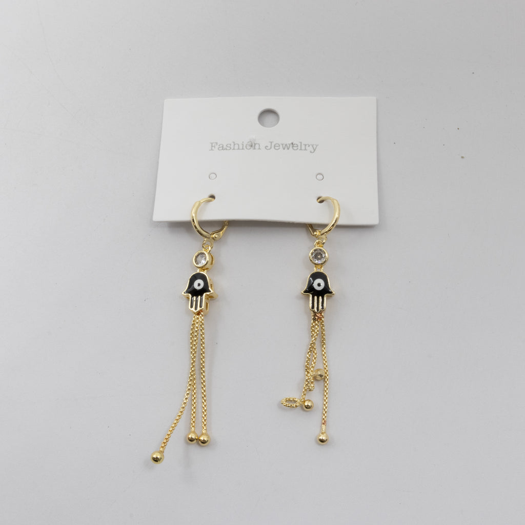 Aretes Dorados Largos de Ojo Turco M2 Oro Laminado
