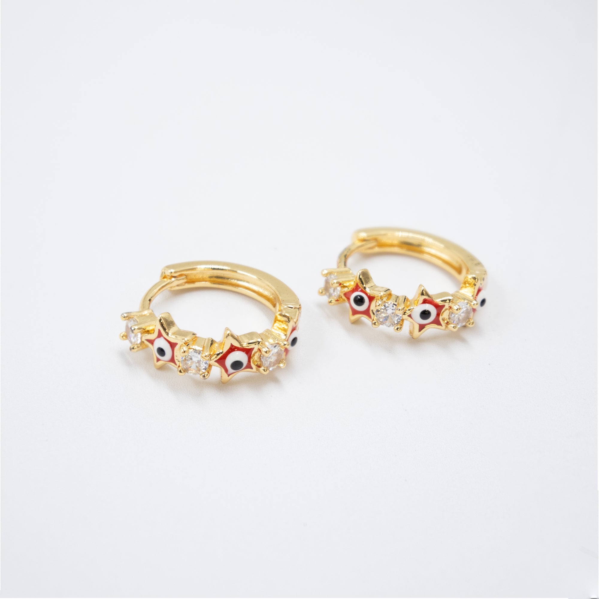 Arete Dorado de Ojo Turco con Piedras M3 Oro Laminado