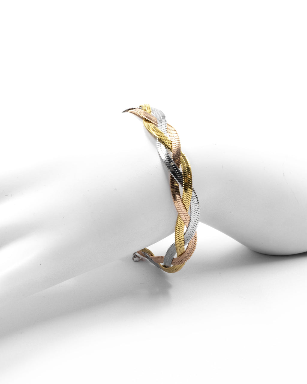 Pulsera Trenzada de Tres colores Oro Laminado