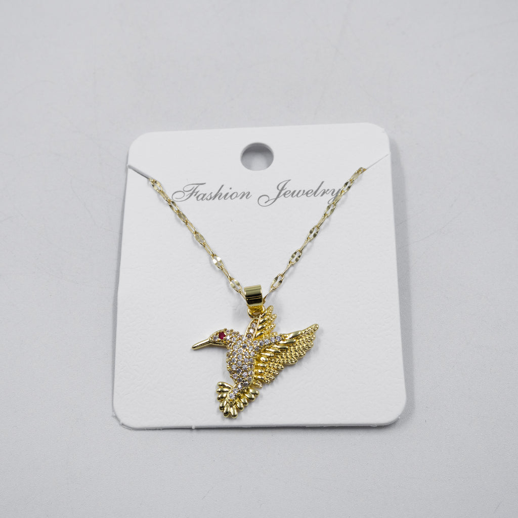 Collar Dorado con dije de colibri M1 Oro Laminado