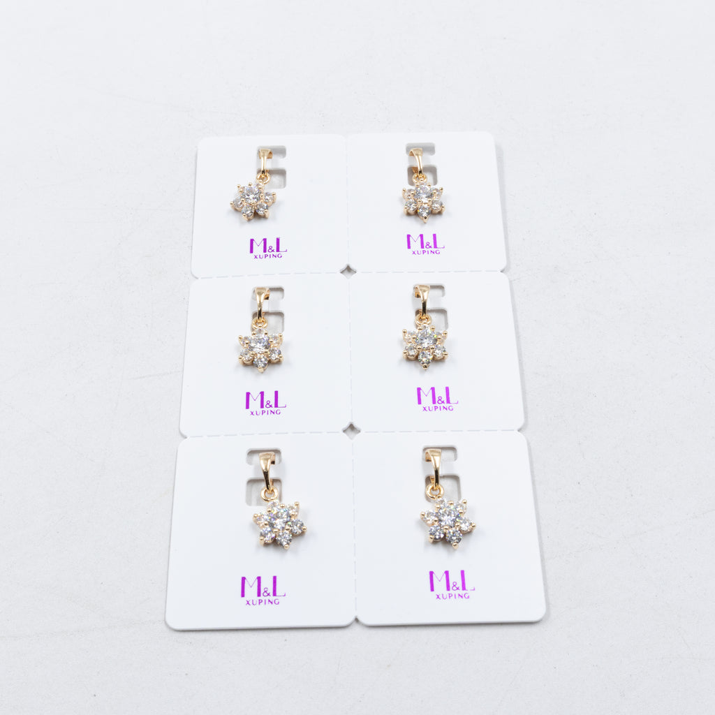 Paquete de 6 dijes con Piedras Oro Rosado  M4 Oro Laminado