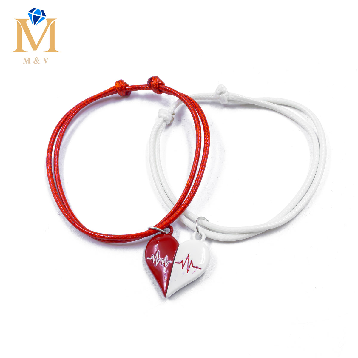 Pulseras de Corazón de Pareja M1 Oro Laminado